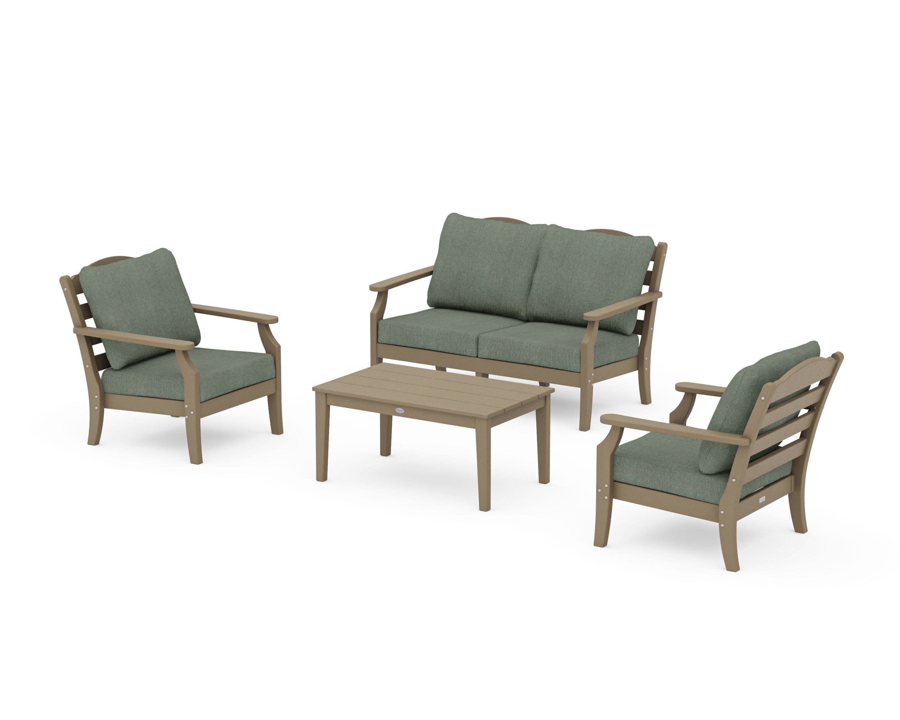 Savannah 4-Piece Deep Seating Set with Loveseat in Vintage Sahara / Cast Sage