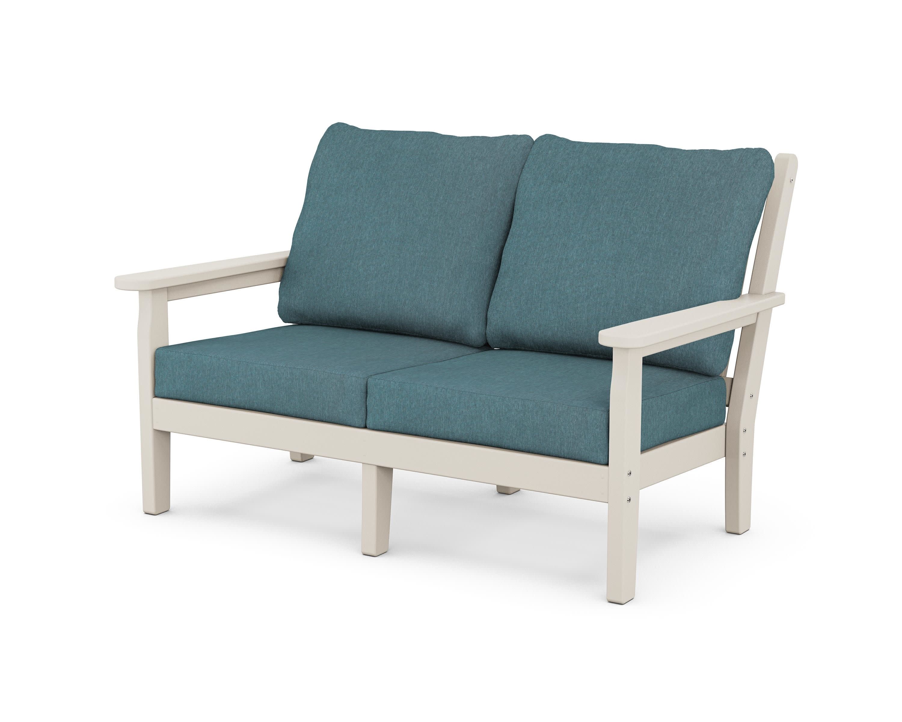 Chippendale Deep Seating Loveseat in Sand / Ocean Teal