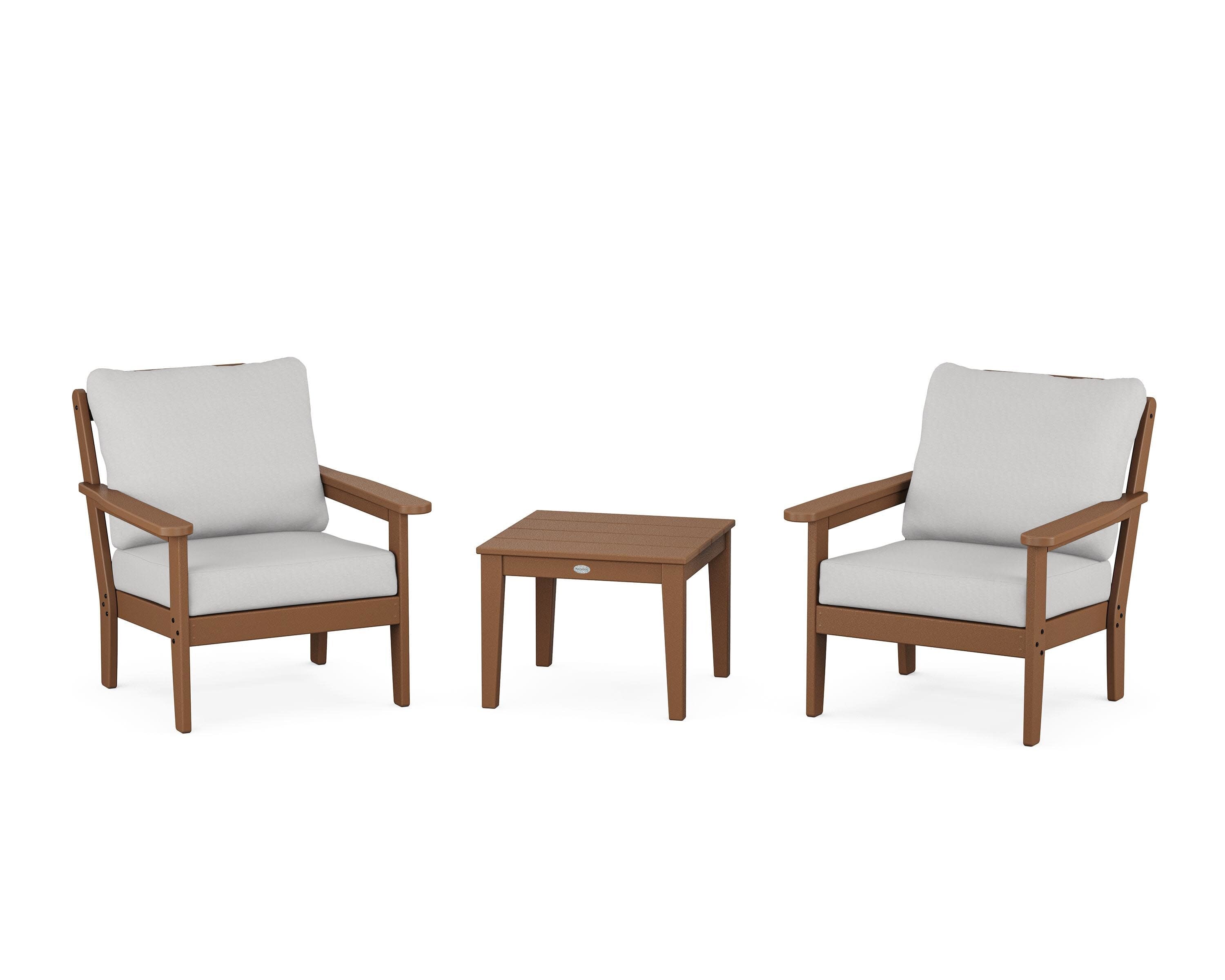 Cottage 3-Piece Deep Seating Set in Teak / Diamond in the Rough