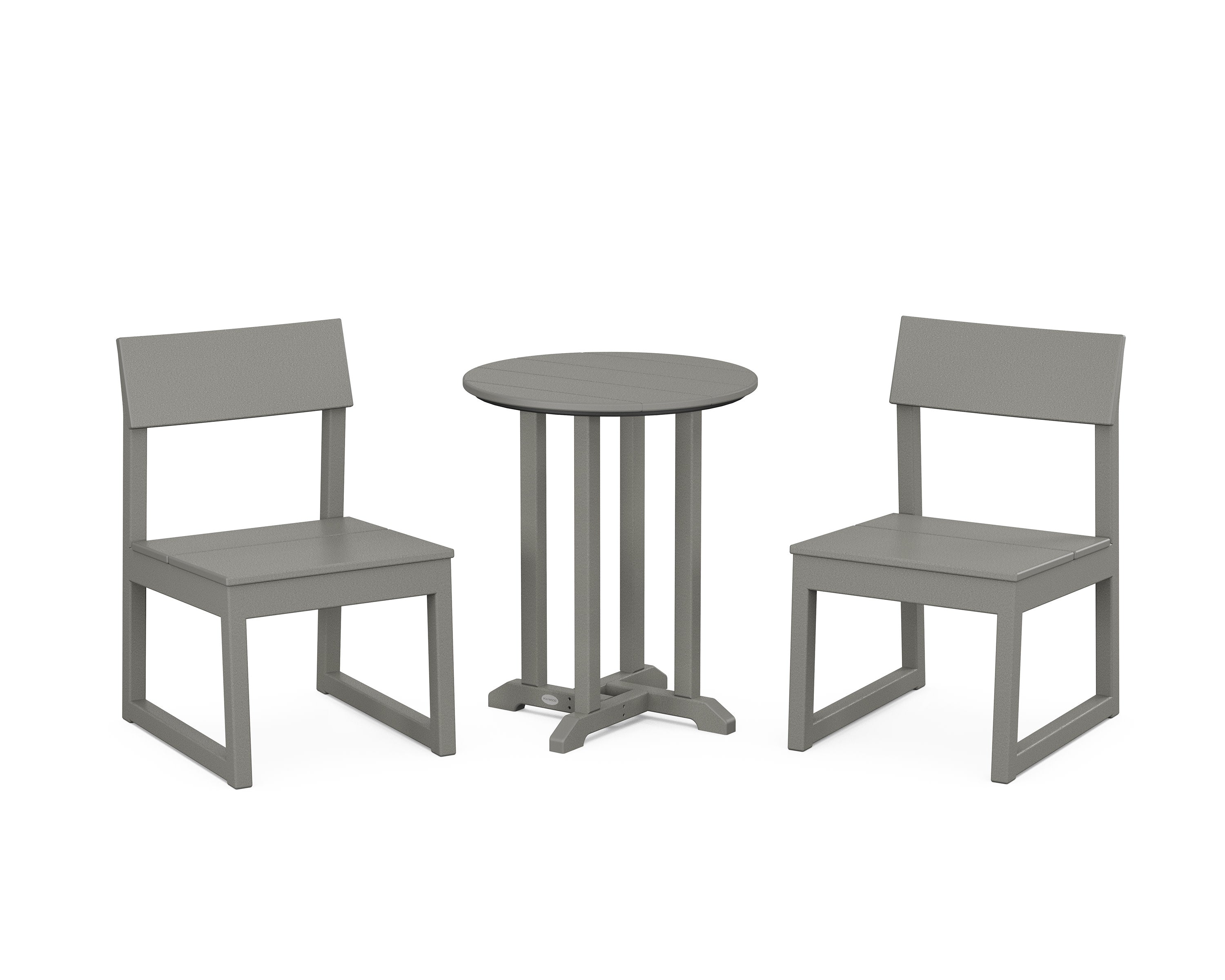 EDGE Side Chair 3-Piece Round Bistro Dining Set in Slate Grey