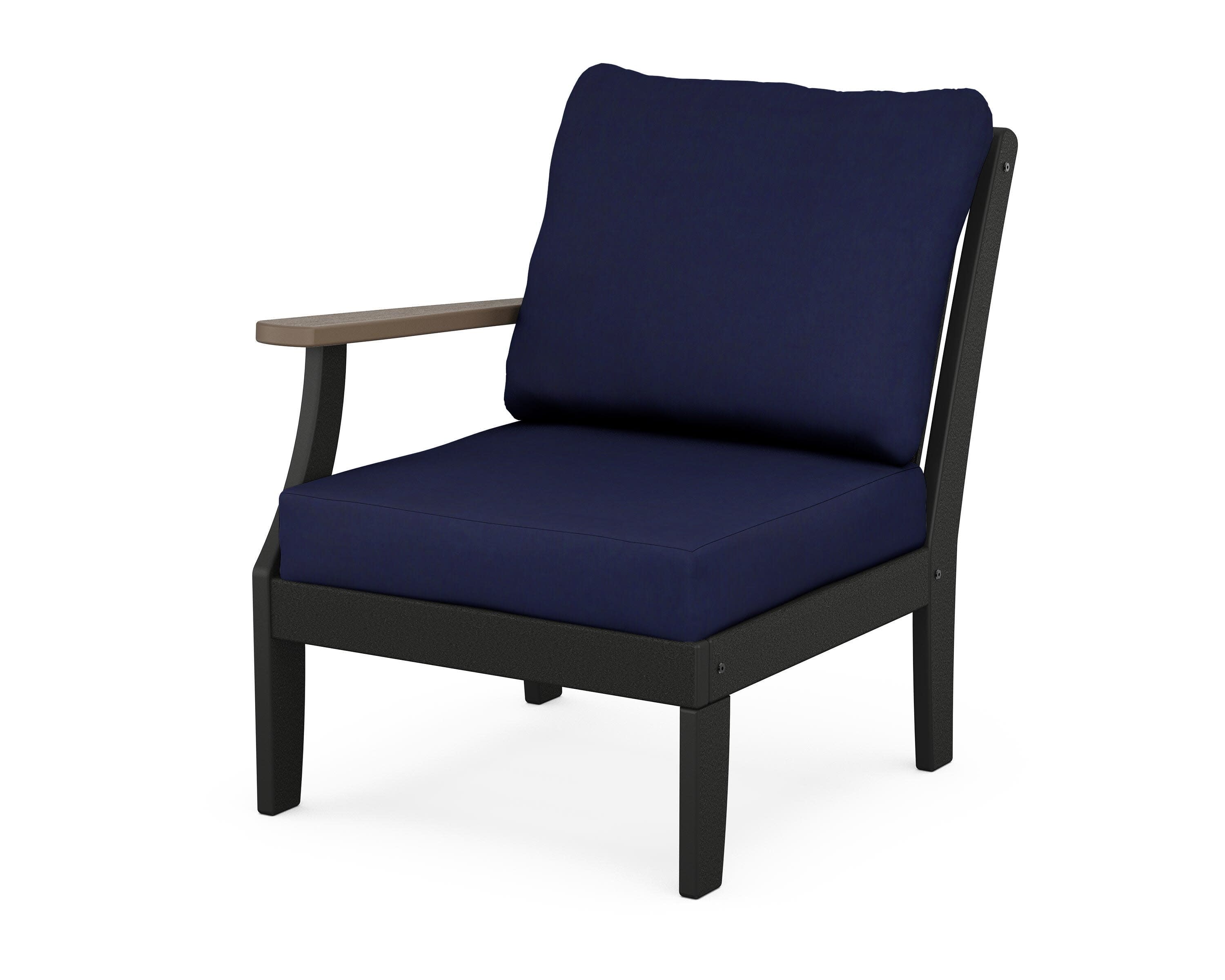 Braxton Modular Left Arm Chair in Black / Kona / Navy