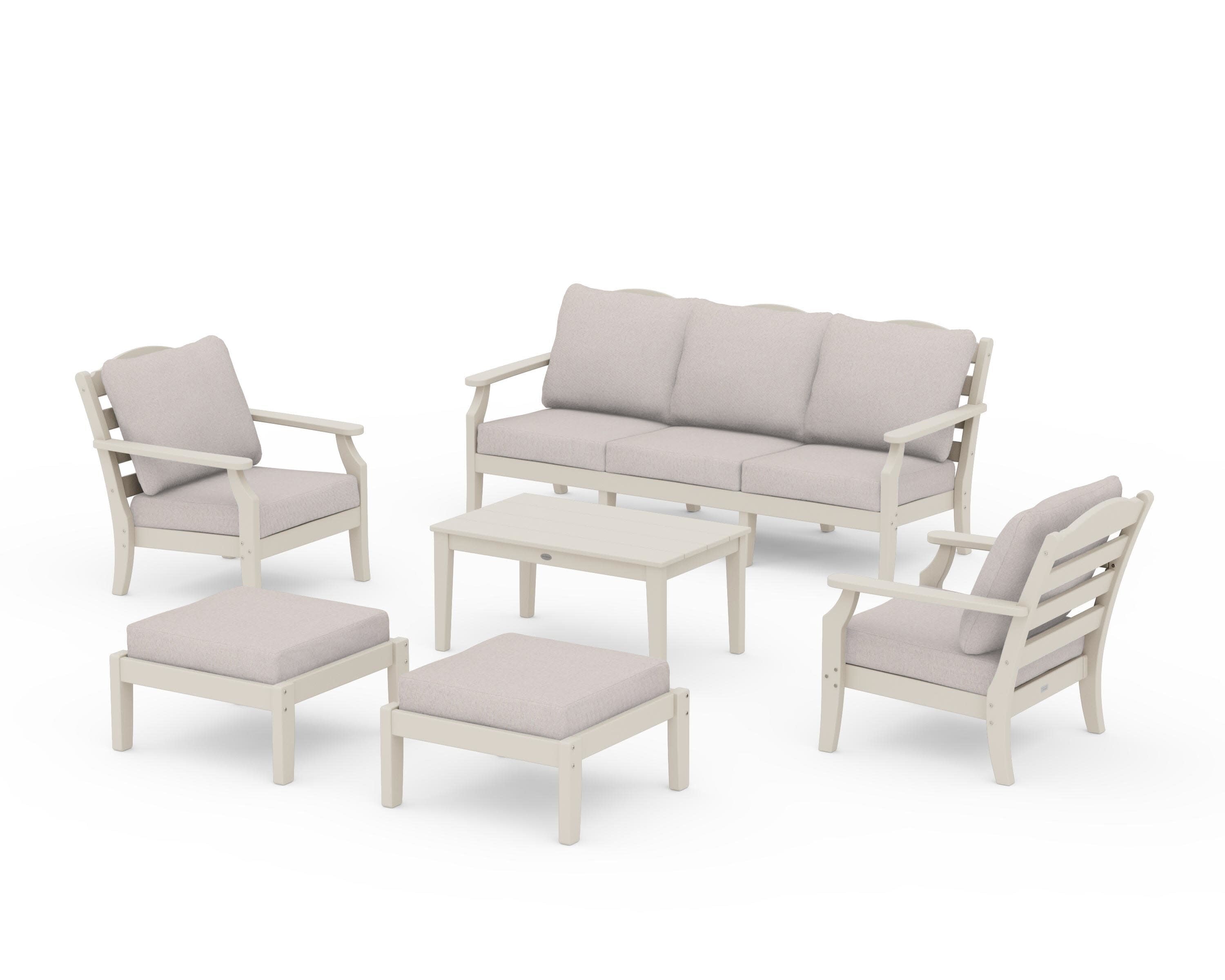 Savannah 6-Piece Lounge Sofa Set in Sand / Dune Burlap
