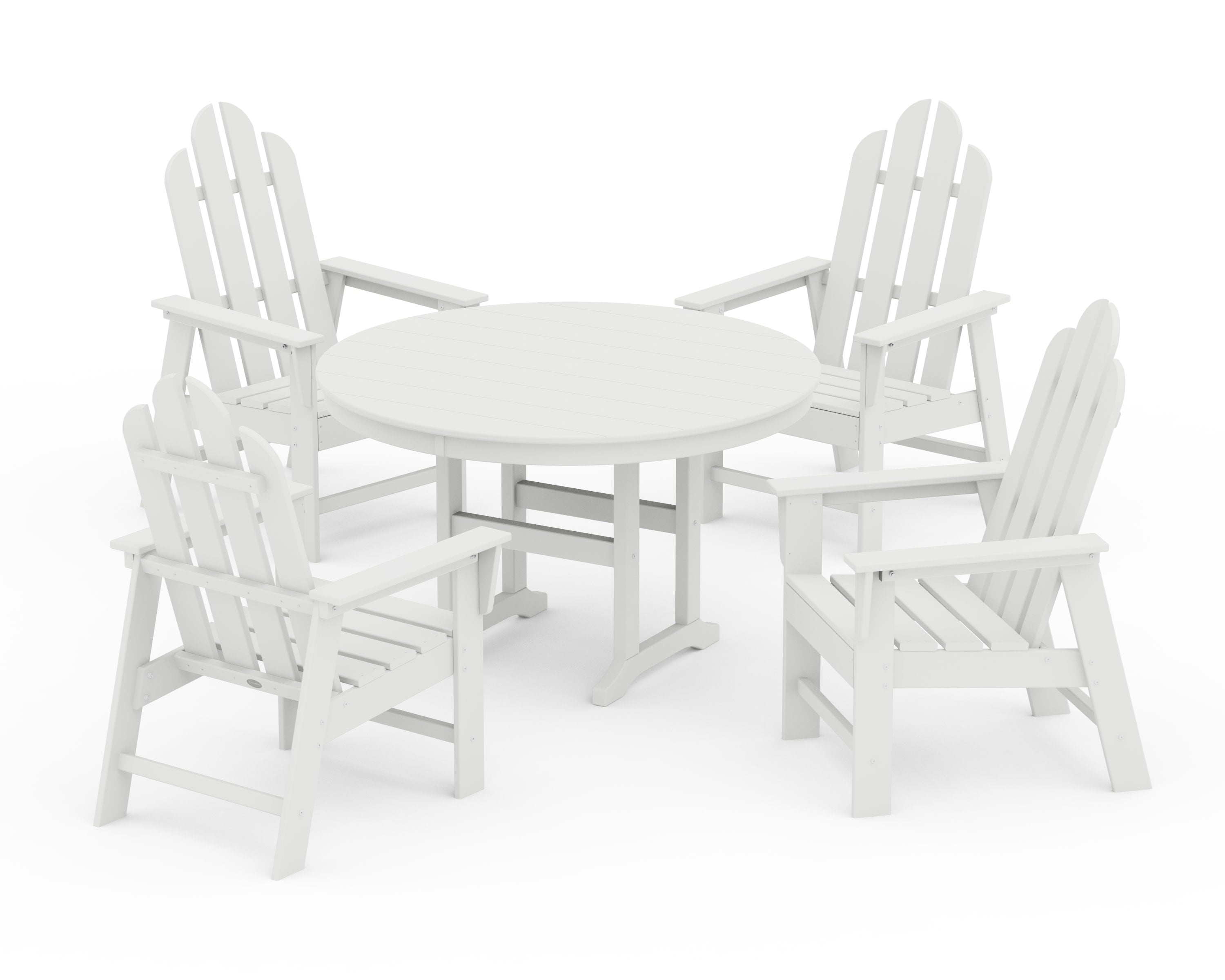 Long Island 5-Piece Round Farmhouse Dining Set in White