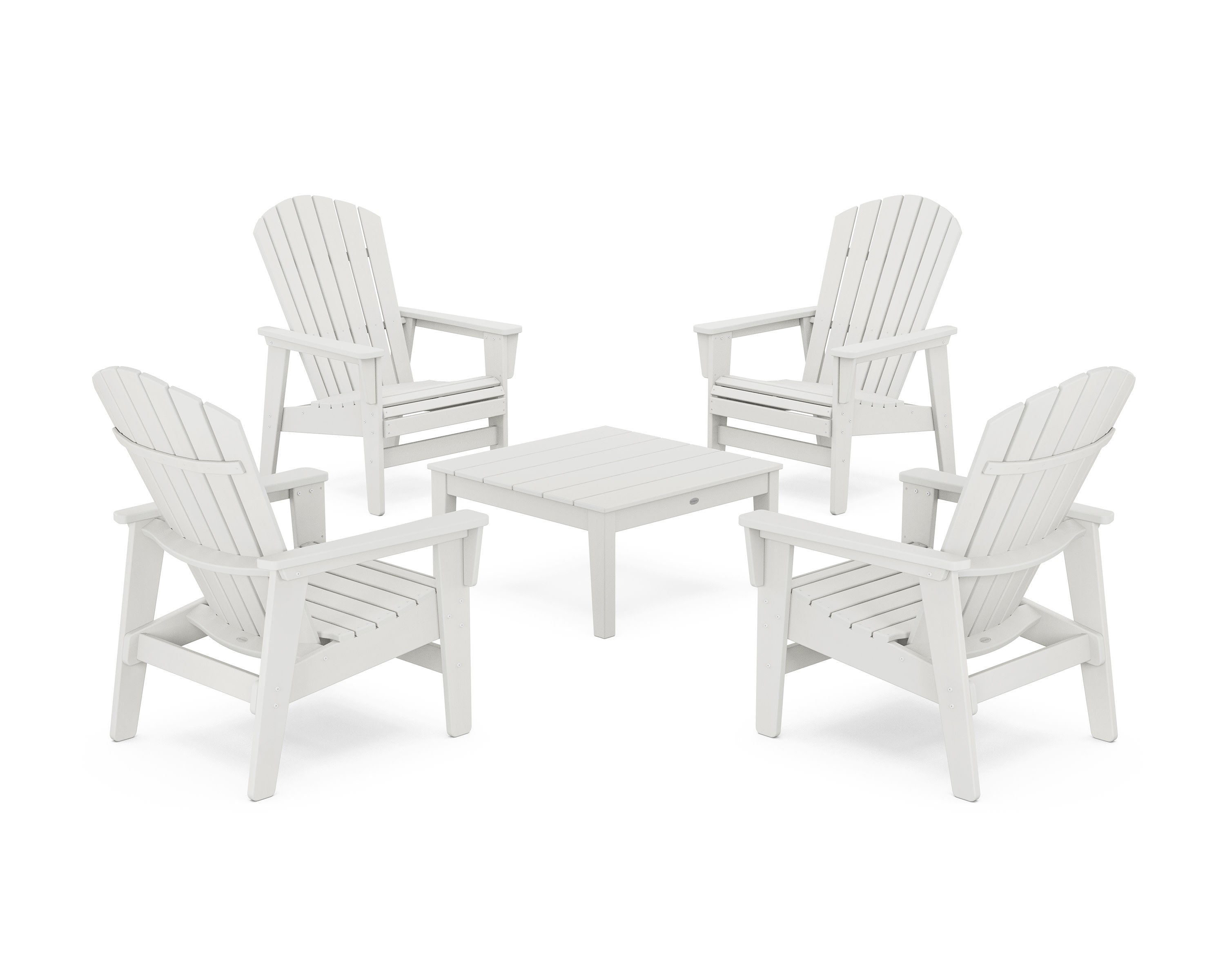 5-Piece Nautical Grand Upright Adirondack Chair Conversation Group in Vintage White