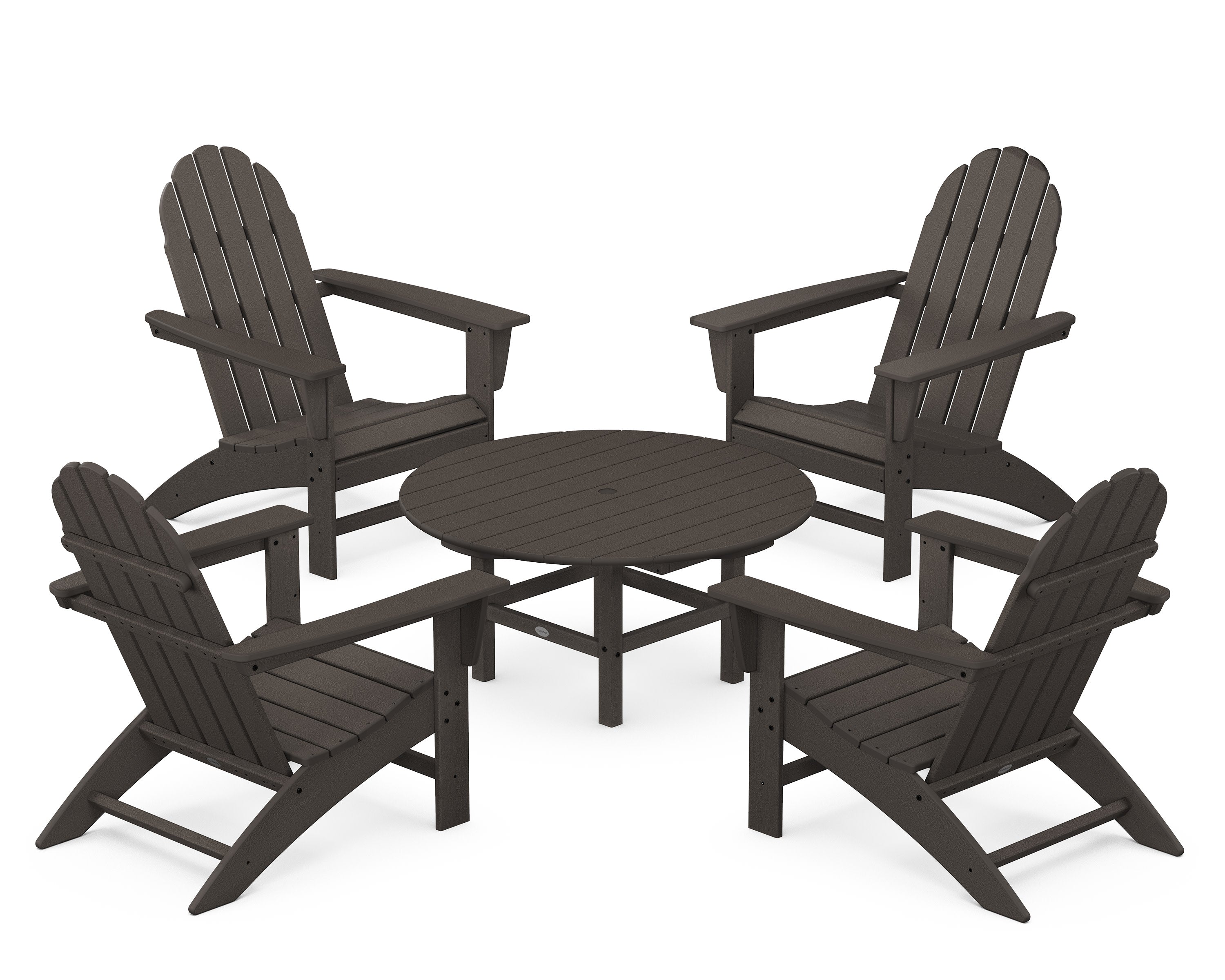 Vineyard 5-Piece Adirondack Chair Conversation Set in Vintage Coffee