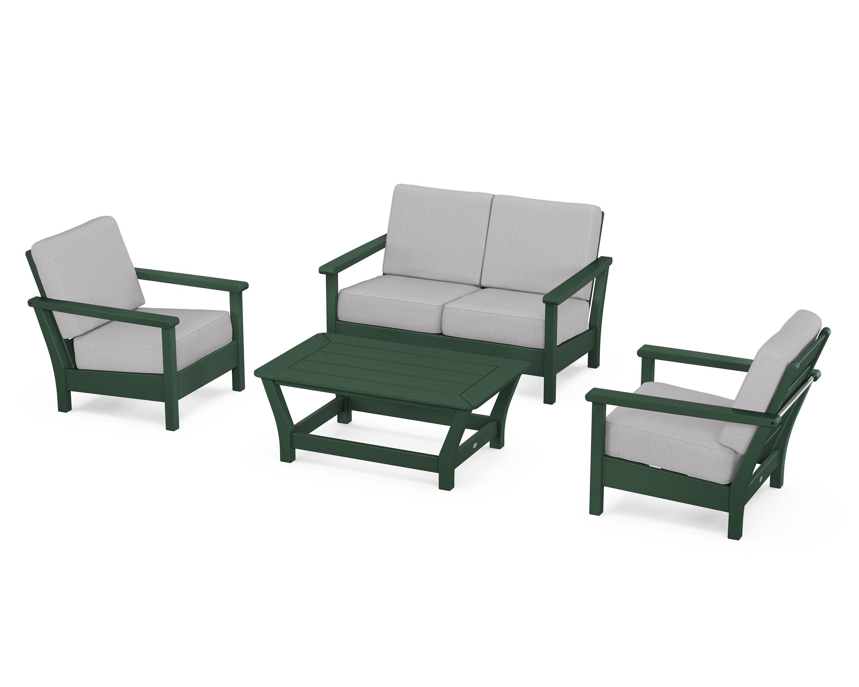Harbour 4-Piece Deep Seating Set in Green / Granite