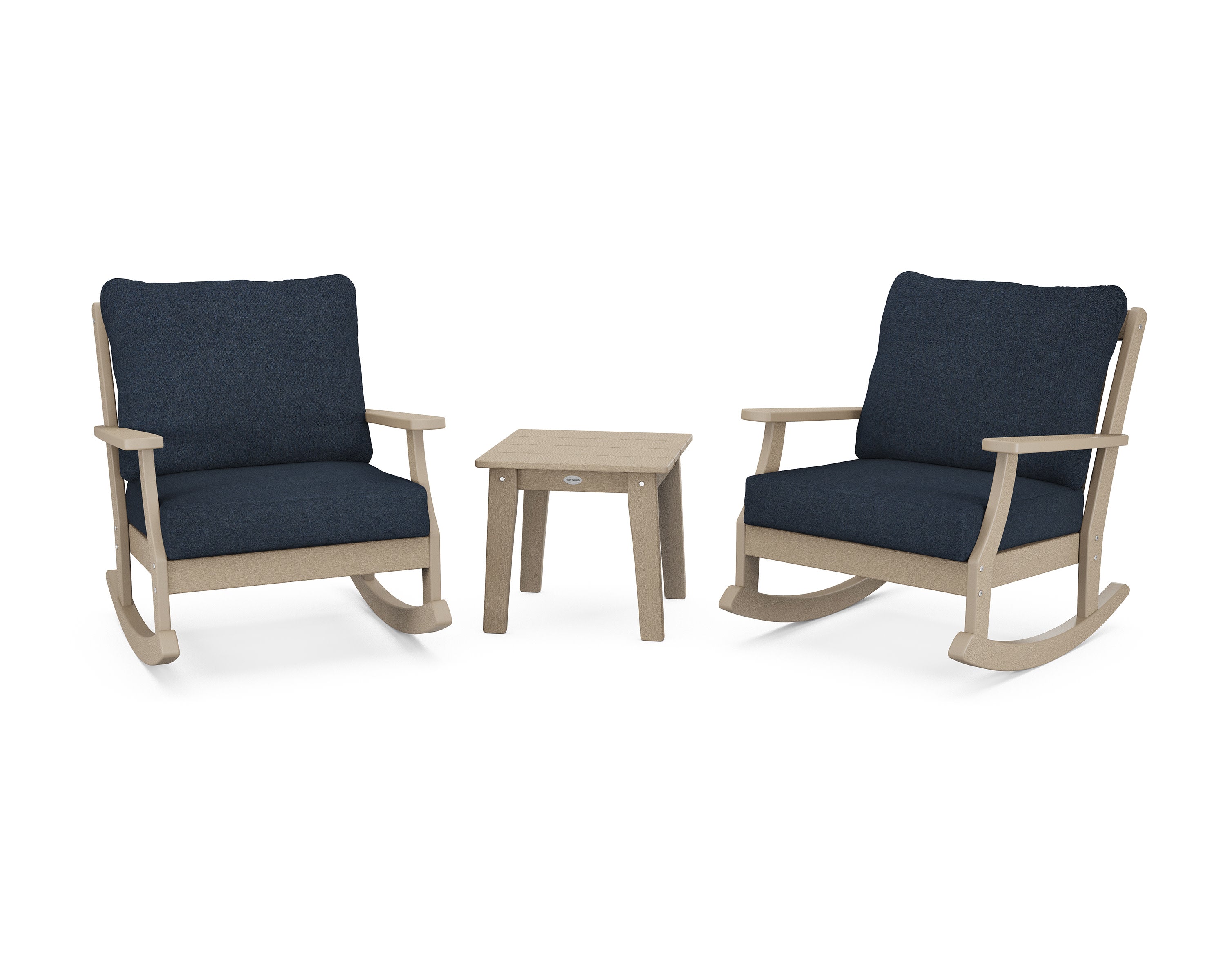 Braxton 3-Piece Deep Seating Rocker Set in Vintage Sahara / Marine Indigo