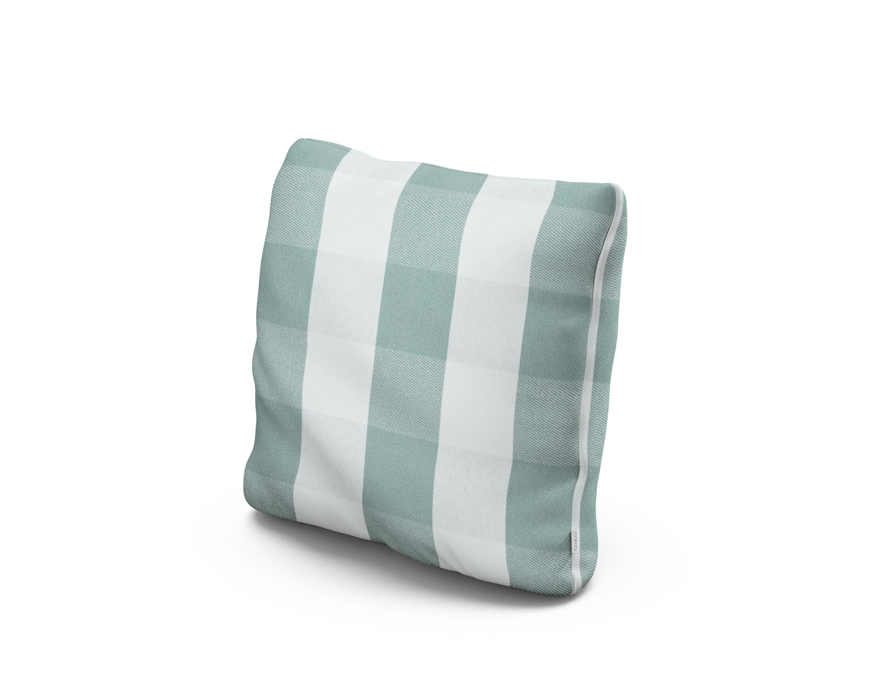 16" Outdoor Throw Pillow in Buffalo Plaid Glacier Spa