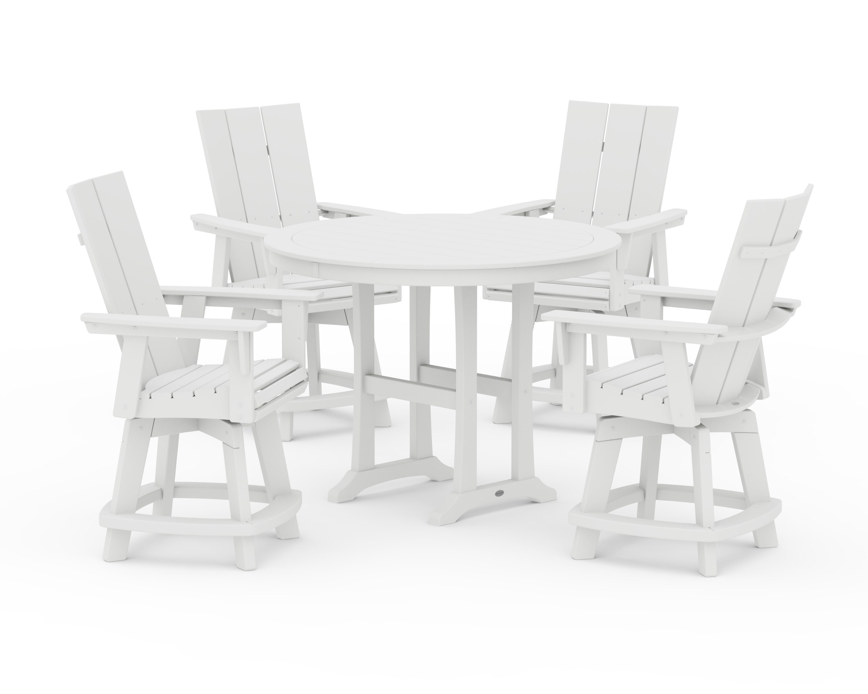 5-Piece Modern Swivel Counter Set in White