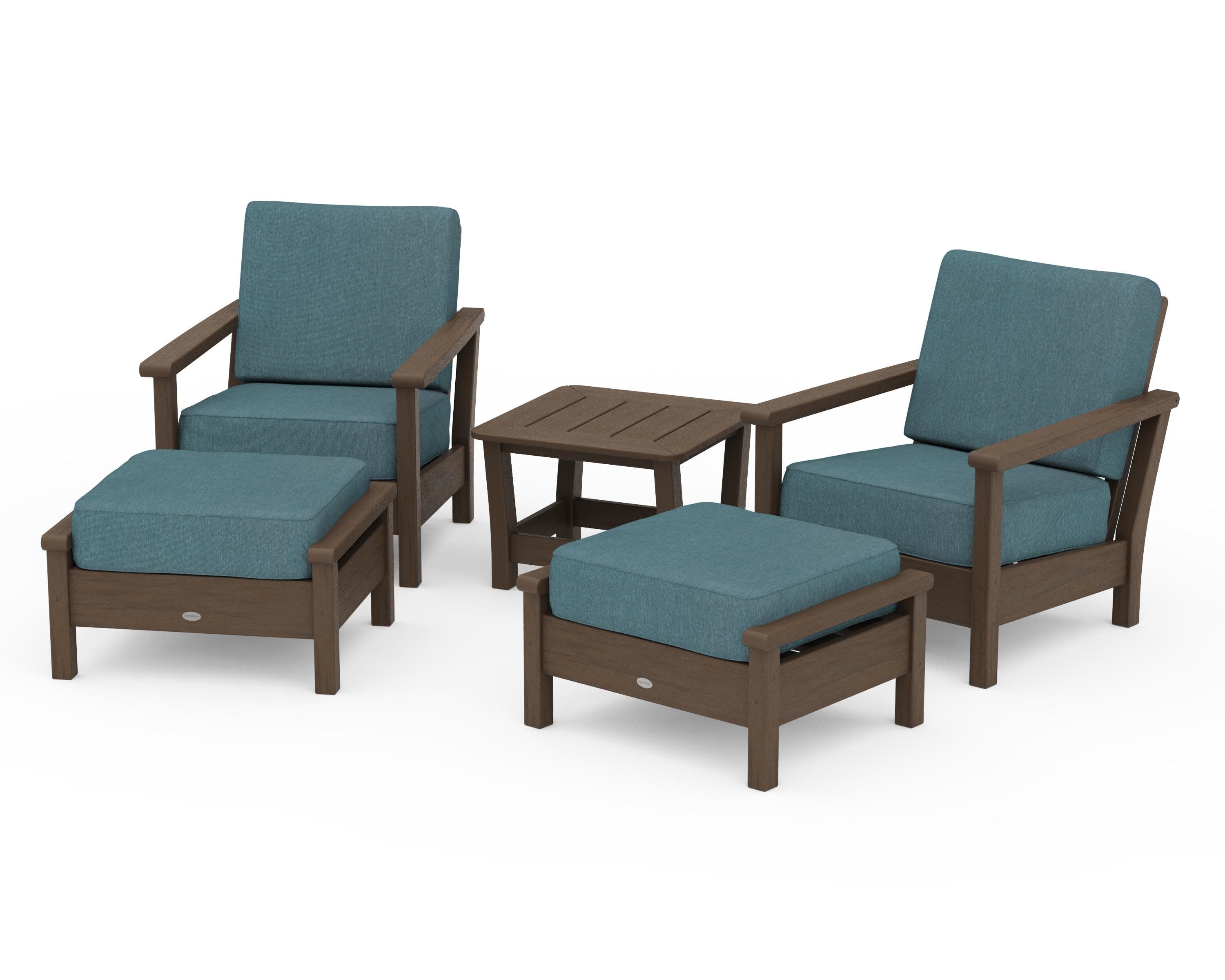 Harbour 5-Piece Deep Seating Chair Set in Kona / Ocean Teal