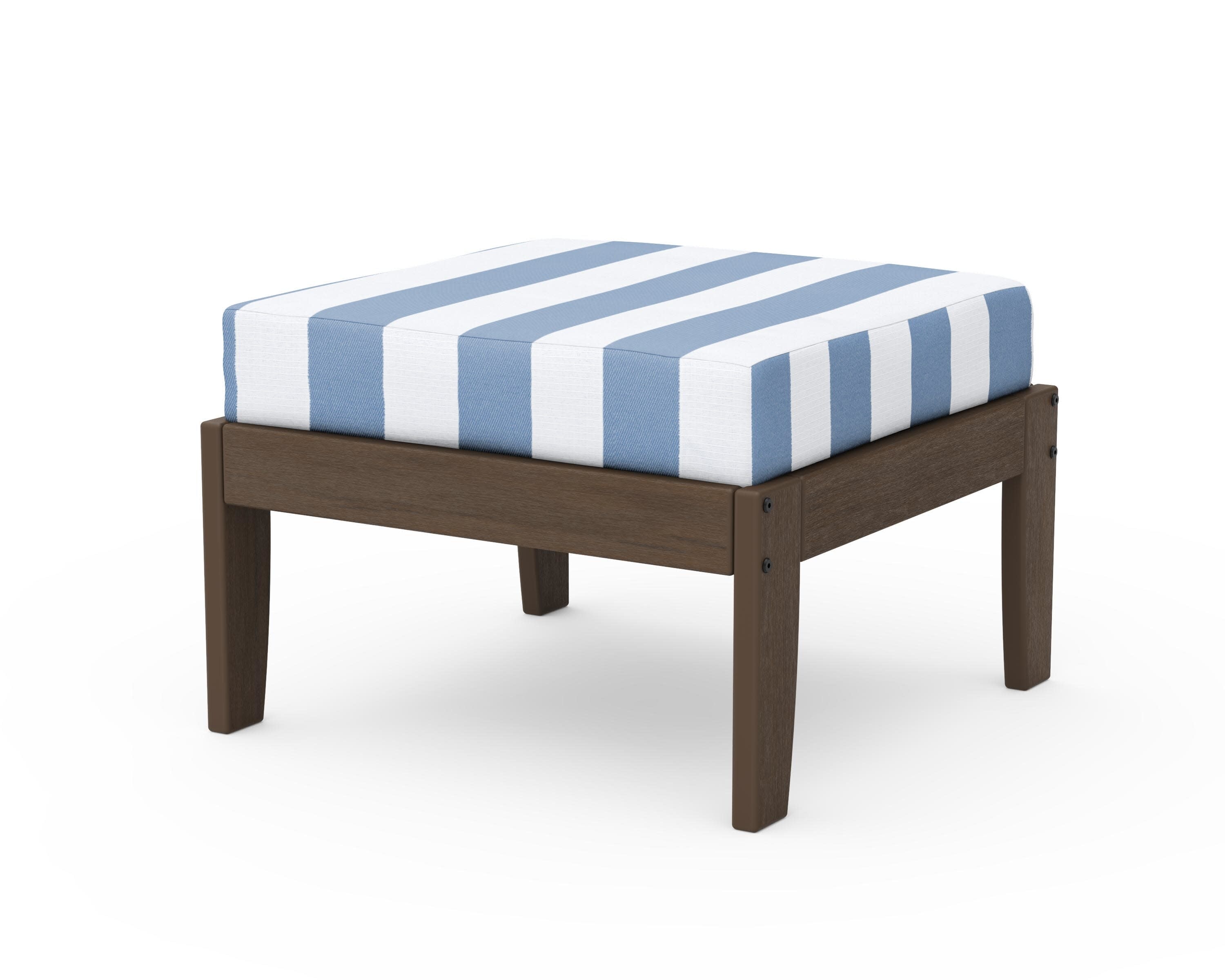 Modular Ottoman - Classic in Kona / Cabana Stripe Sky Blue