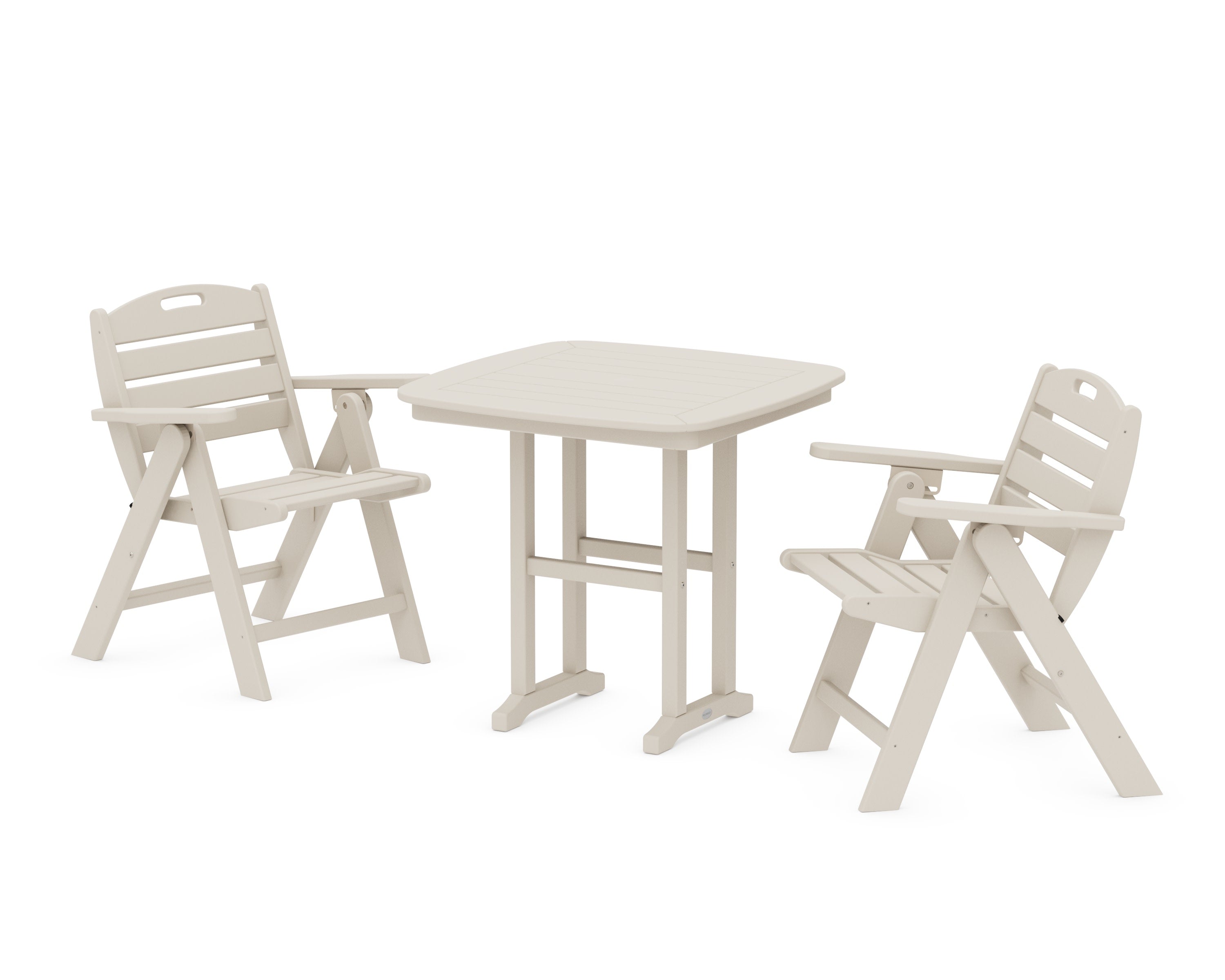 Nautical Folding Lowback Chair 3-Piece Dining Set in Sand