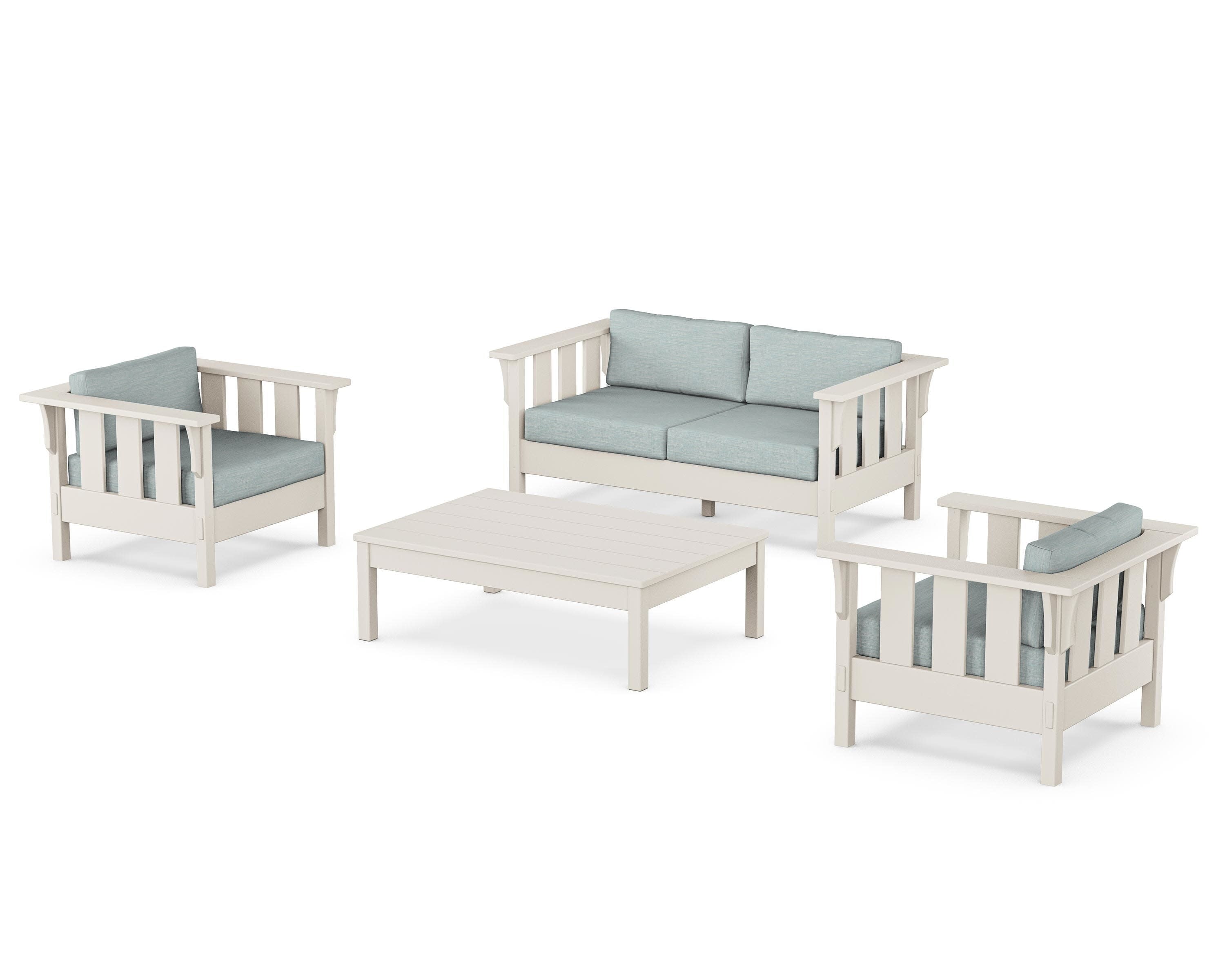 Acadia 4-Piece Deep Seating Set with Loveseat in Sand / Soothe Mist
