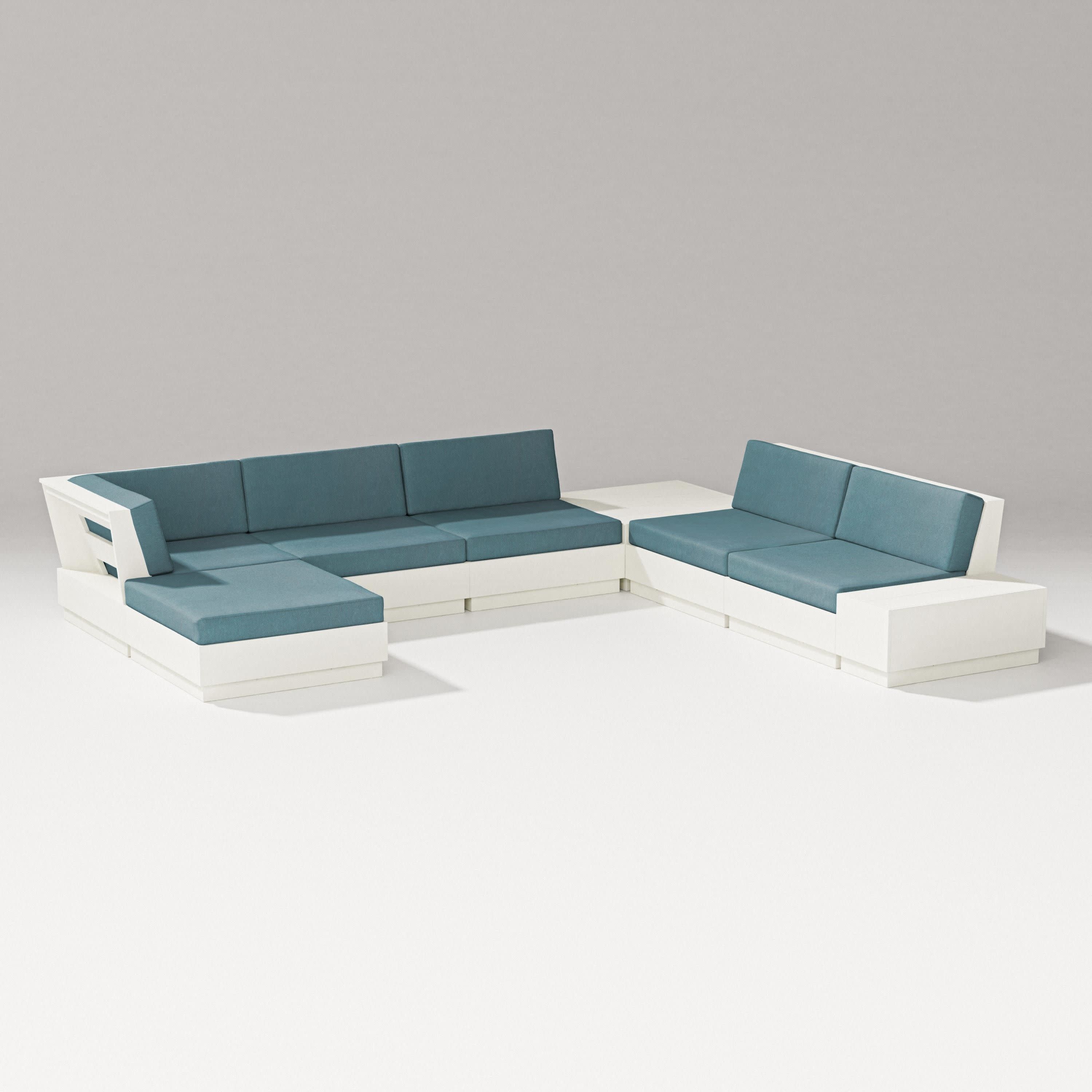 Elevate 8-Piece Corner Sectional in Vintage White / Ocean Teal
