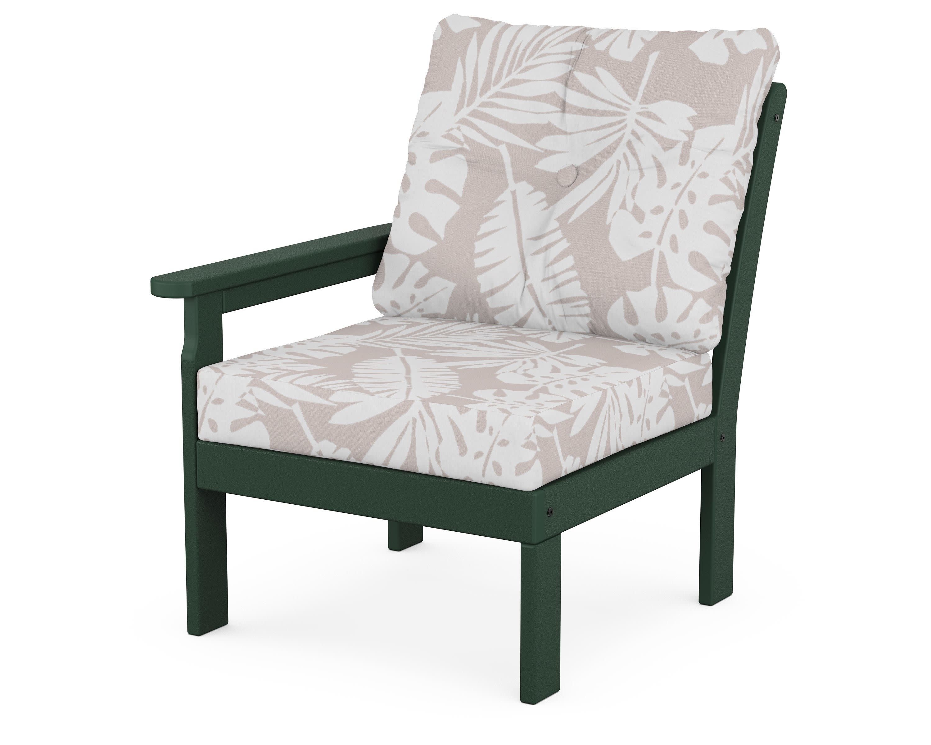 Vineyard Modular Left Arm Chair in Green / Leaf Dune Burlap