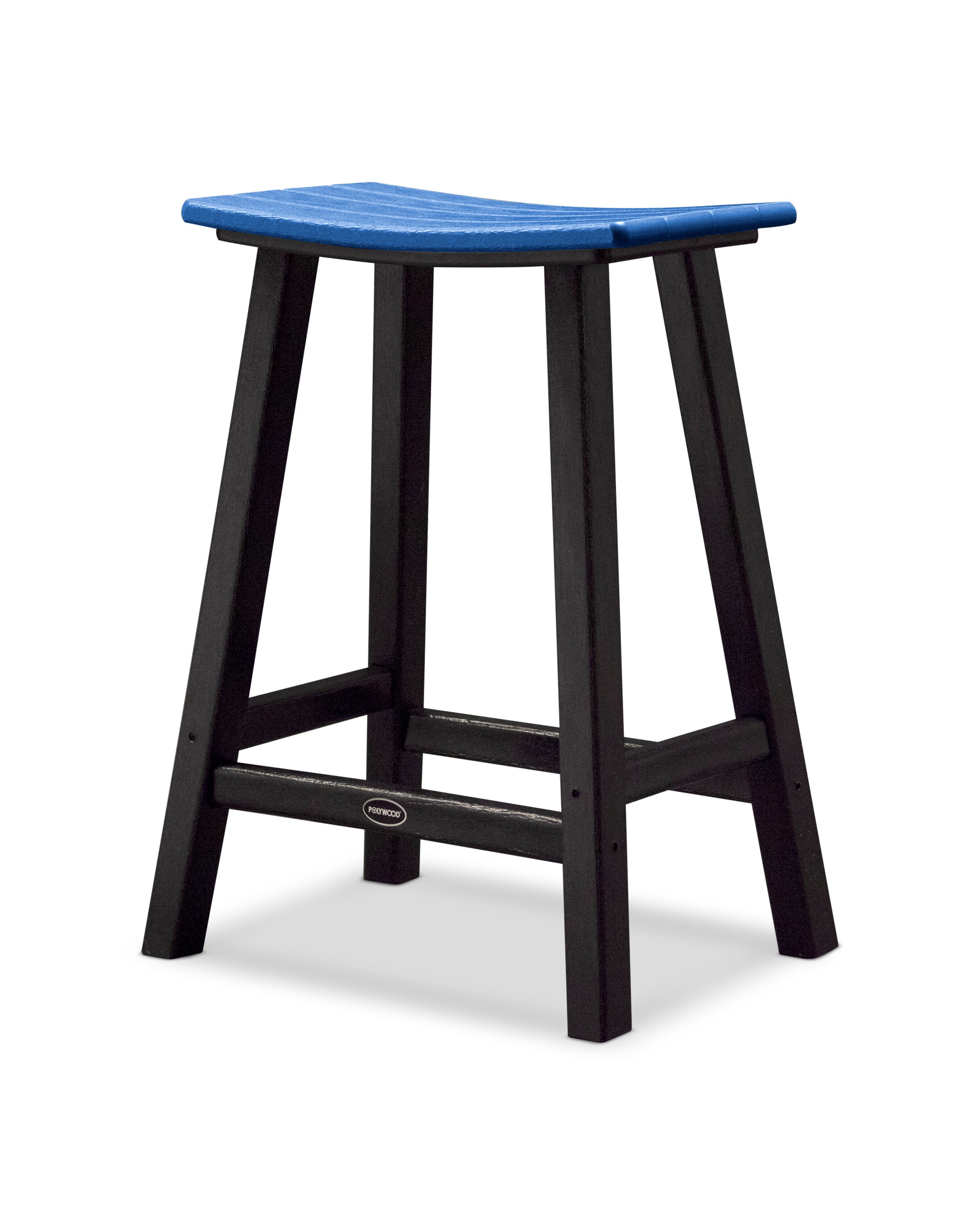 Contempo 24" Saddle Counter Stool in Black / Pacific Blue