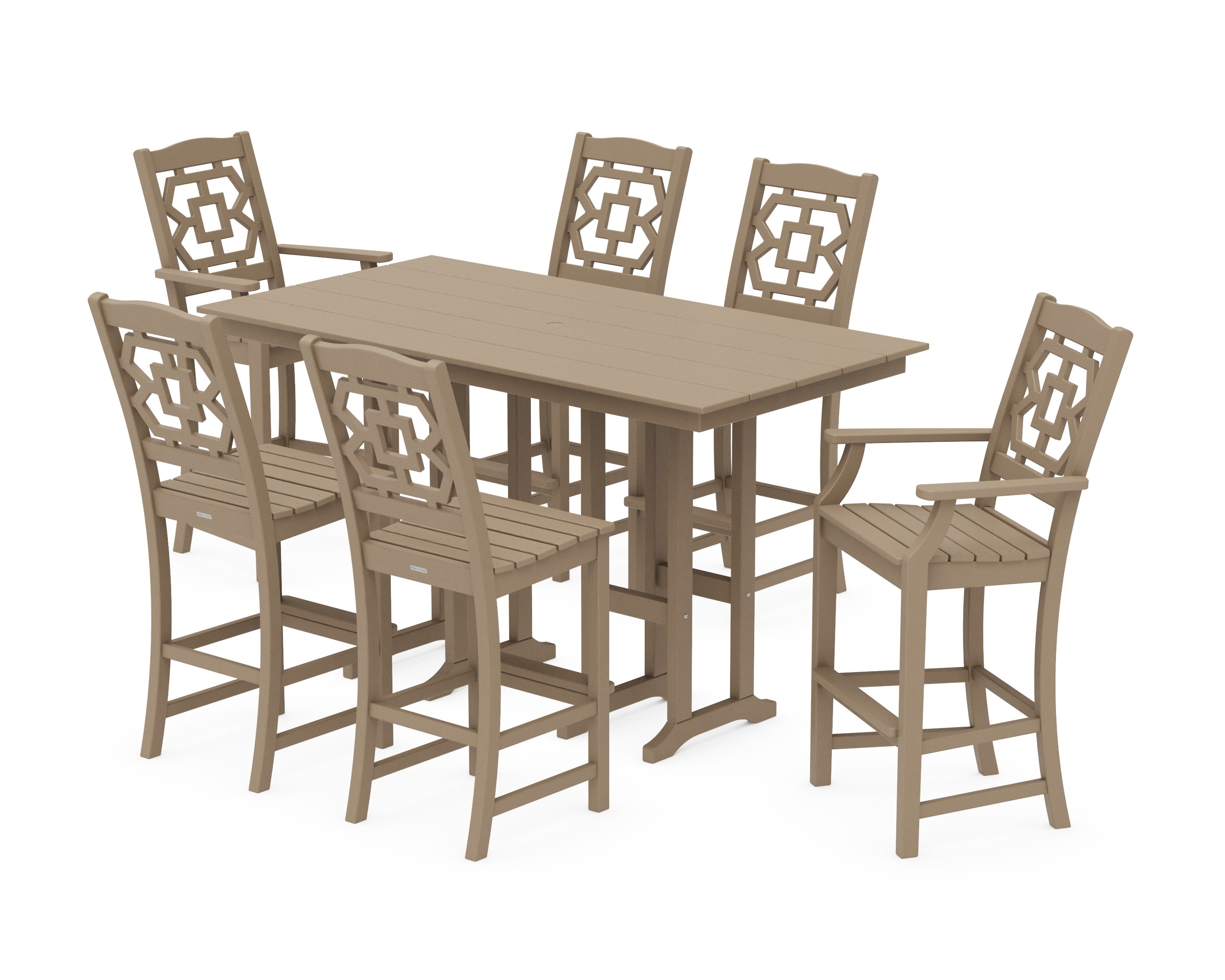 Chinoiserie 7-Piece Farmhouse Bar Set in Vintage Sahara