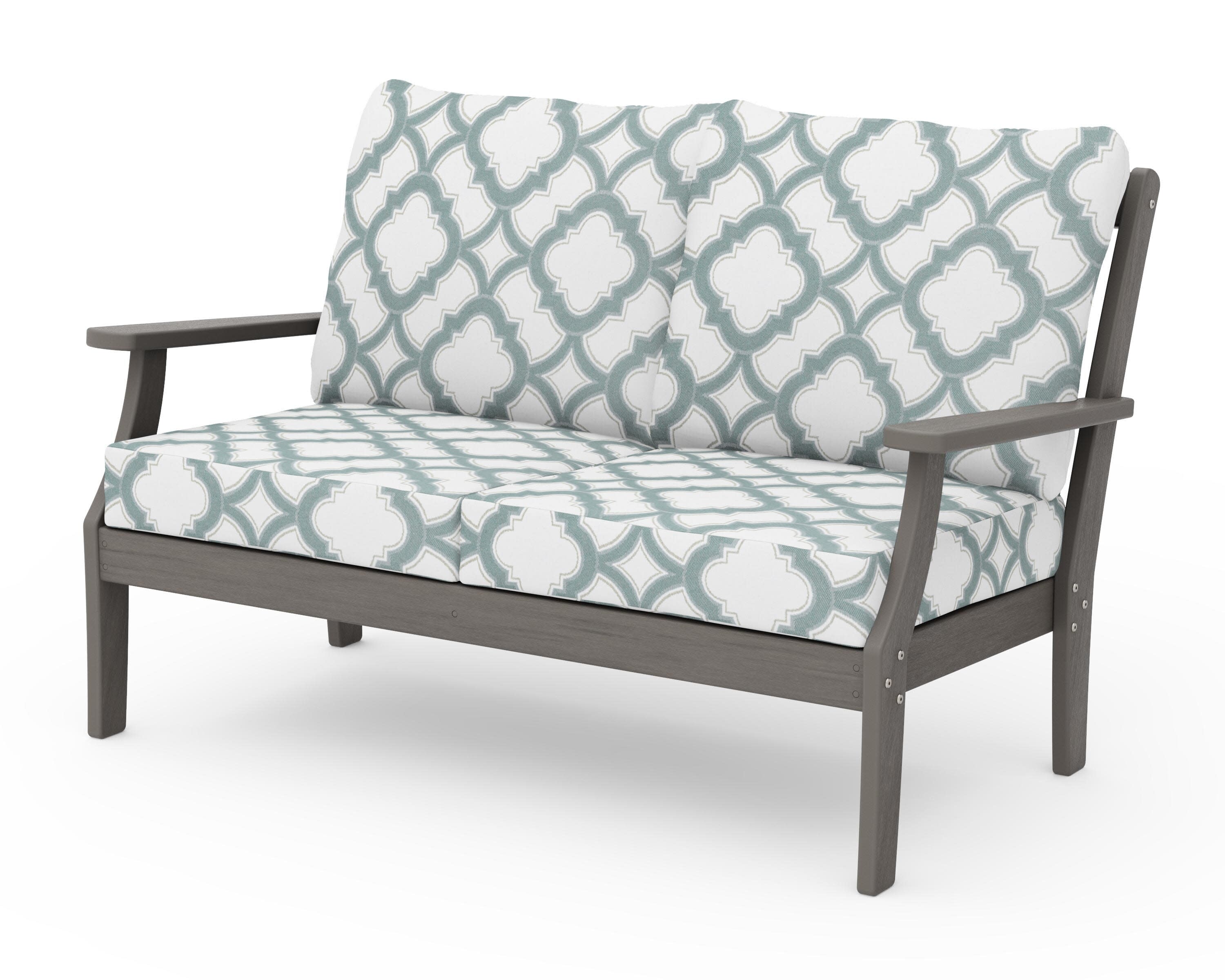 Braxton Deep Seating Loveseat in Driftwood / Trellis Glacier Spa