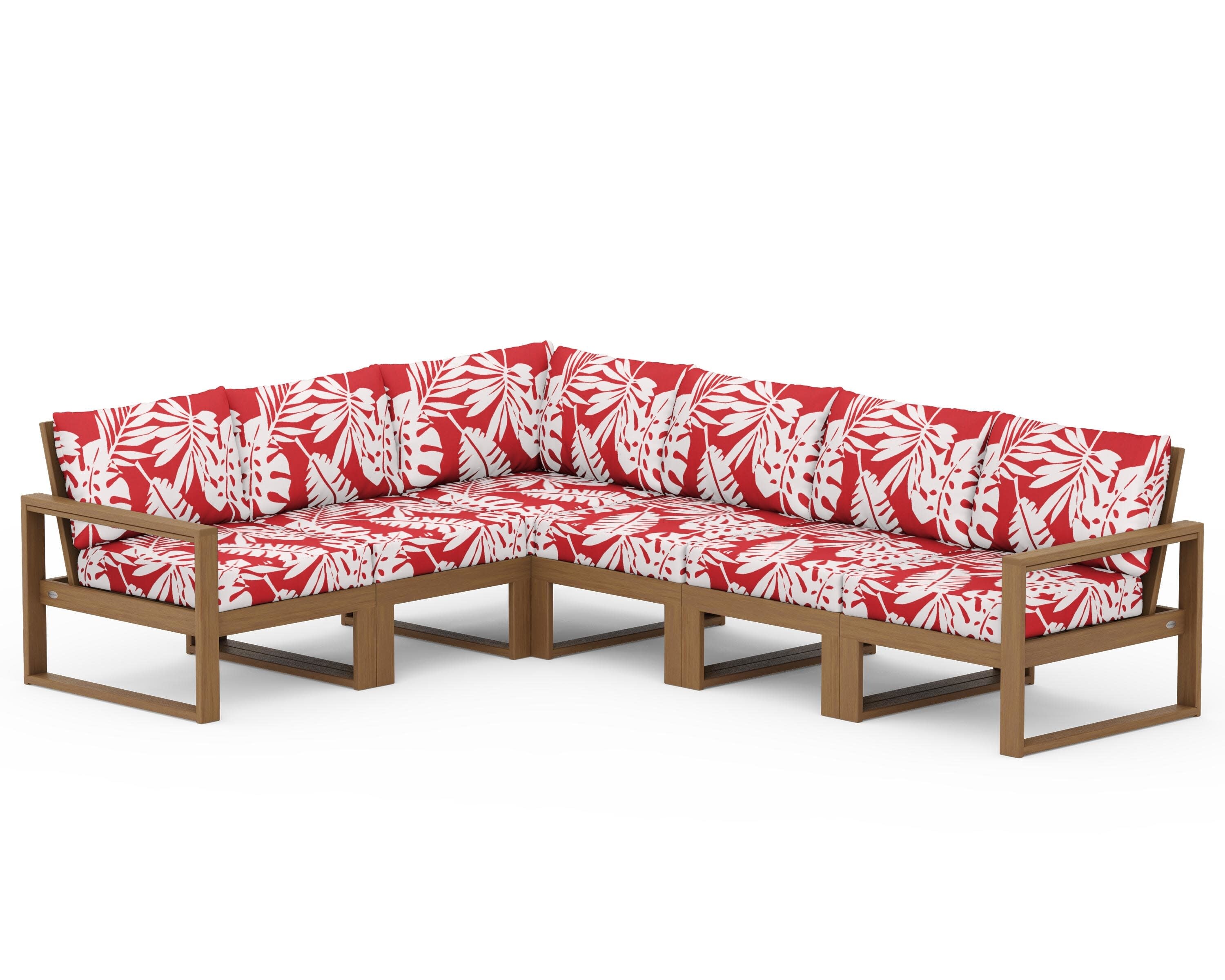 EDGE 6-Piece Modular Deep Seating Set in Natural / Leaf Crimson