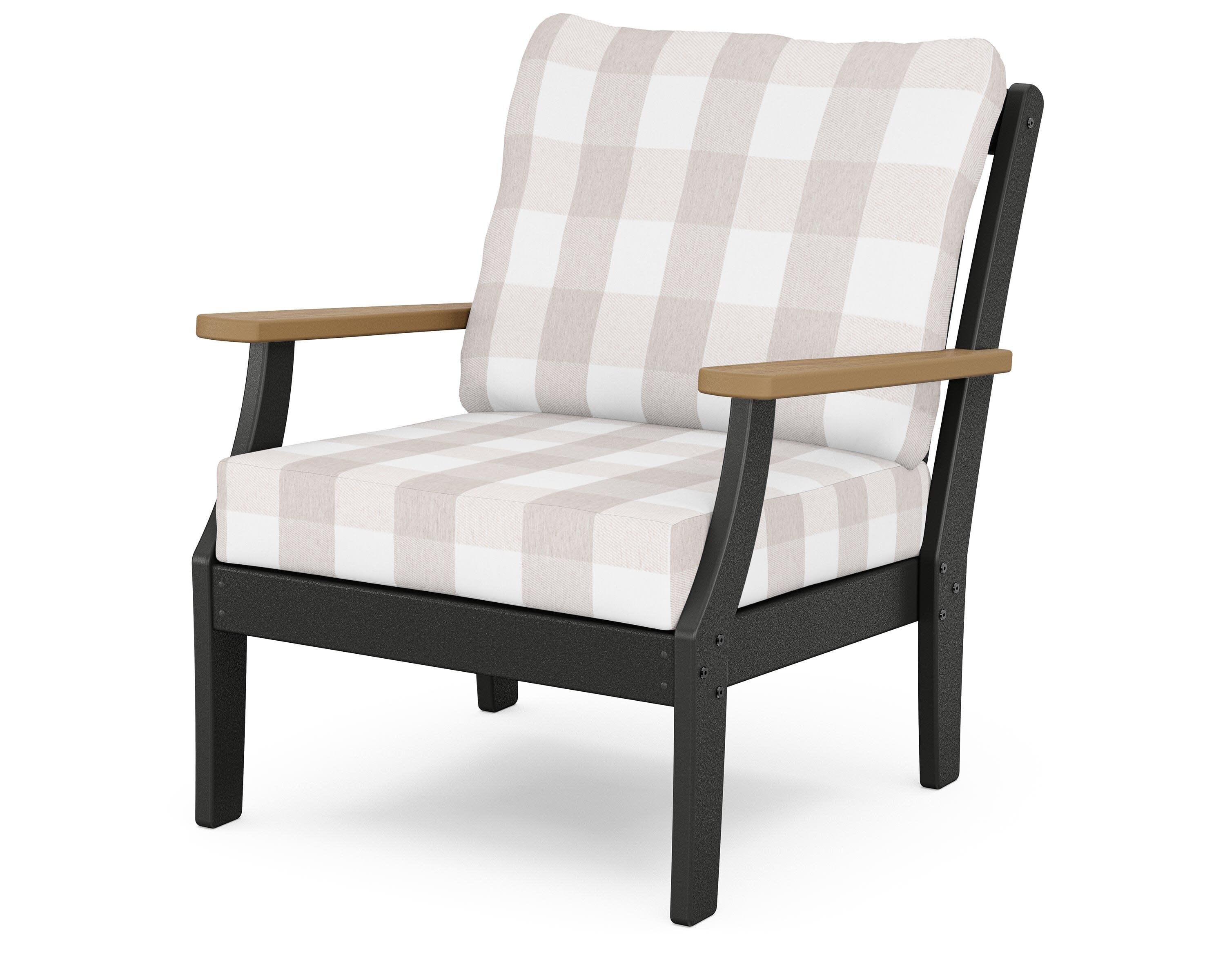 Braxton Deep Seating Chair in Black / Natural / Buffalo Plaid Dune Burlap