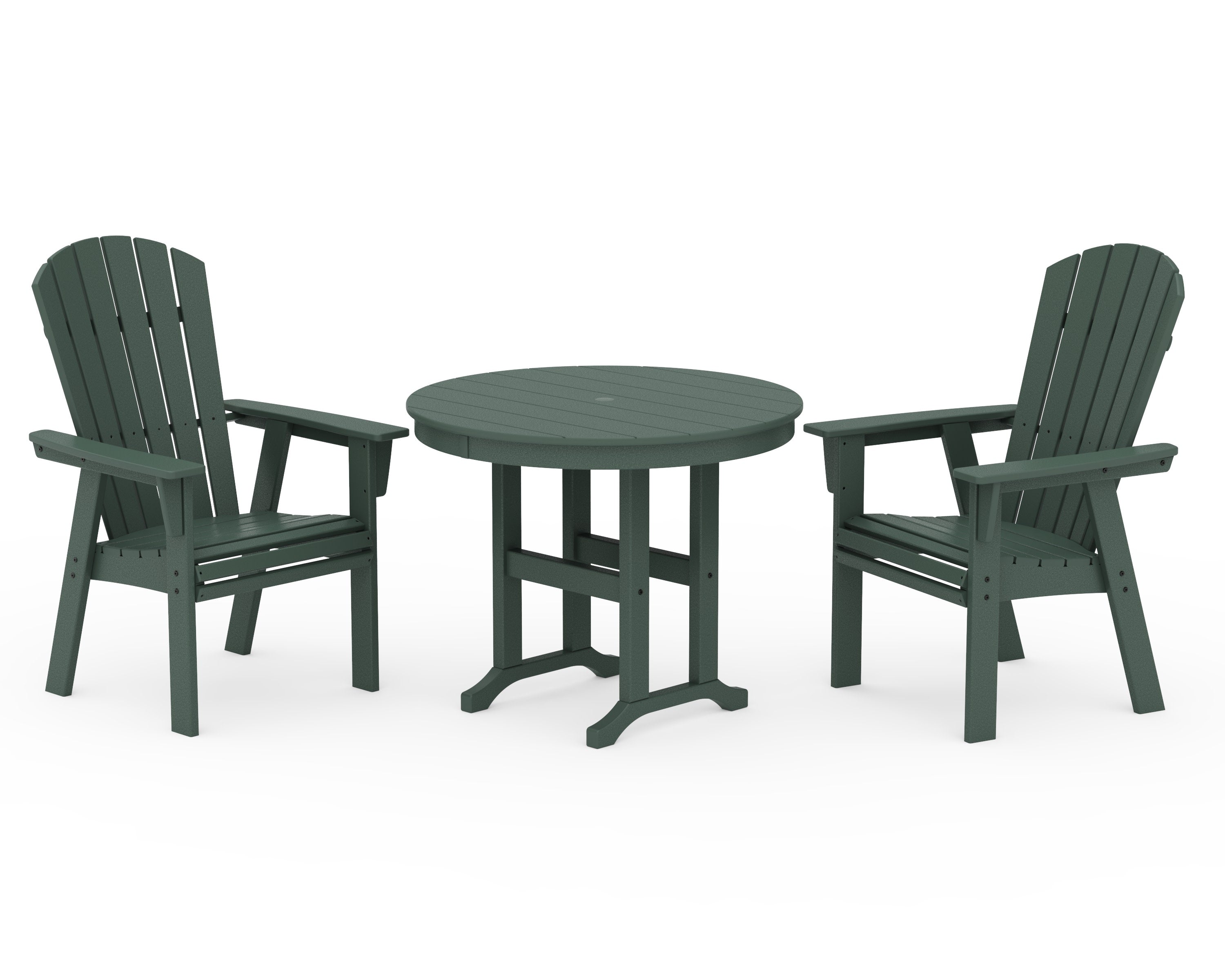 Nautical Adirondack 3-Piece Round Dining Set in Green