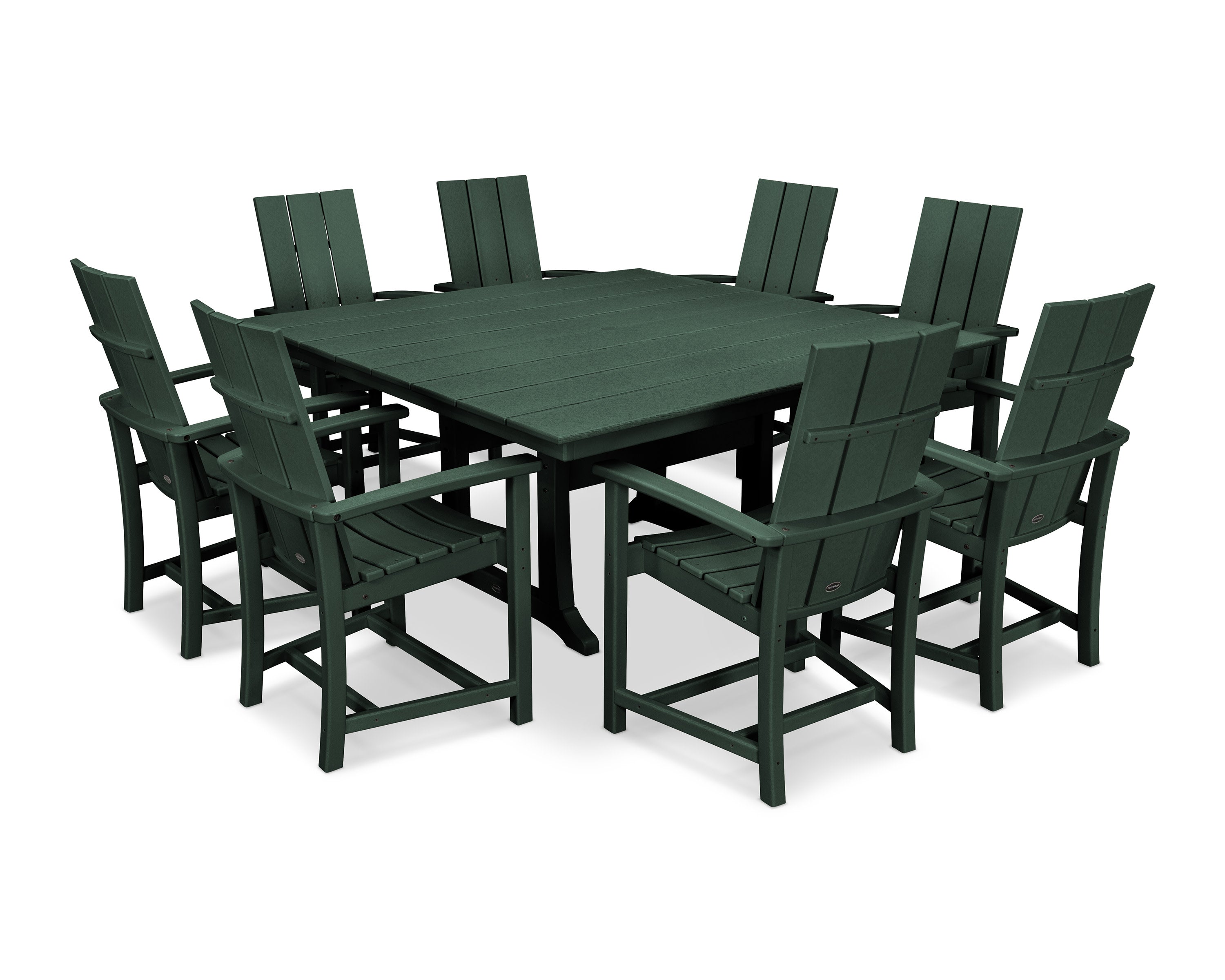 Modern Adirondack 9-Piece Farmhouse Trestle Dining Set in Green