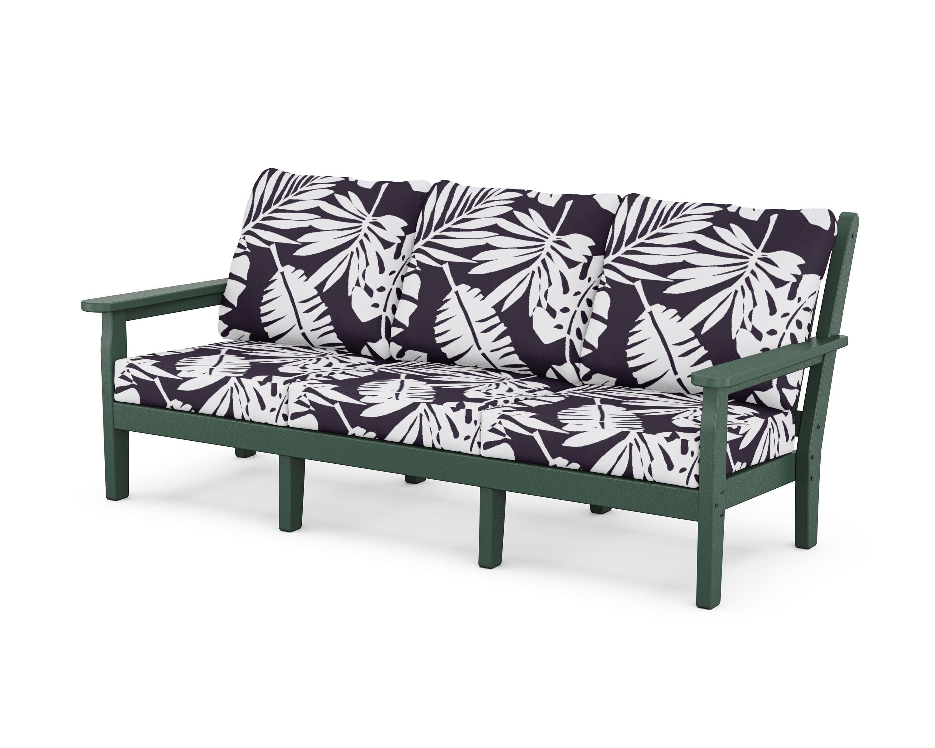 Chippendale Deep Seating Sofa in Green / Leaf Navy