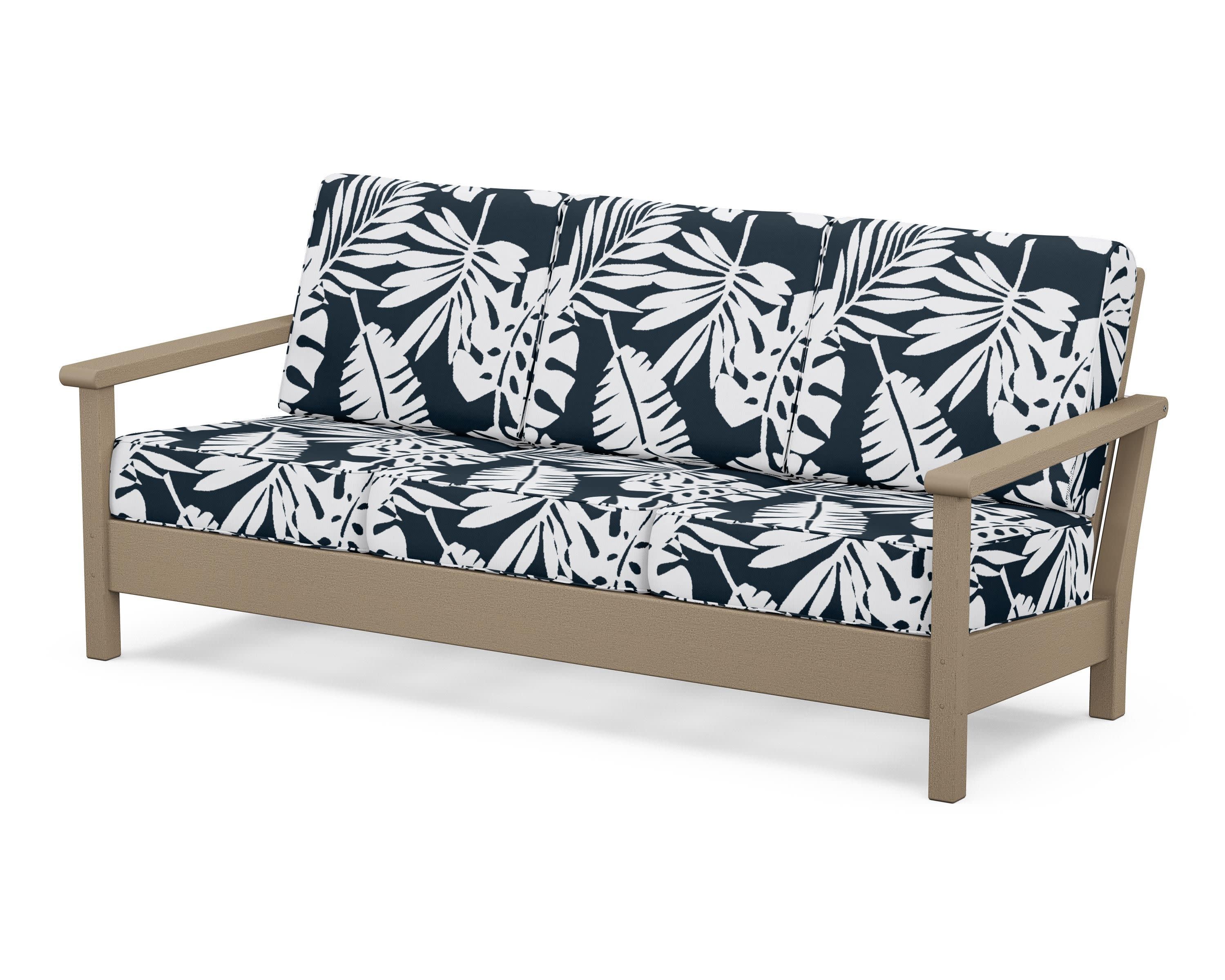 Harbour Deep Seating Sofa in Vintage Sahara / Leaf Marine Indigo