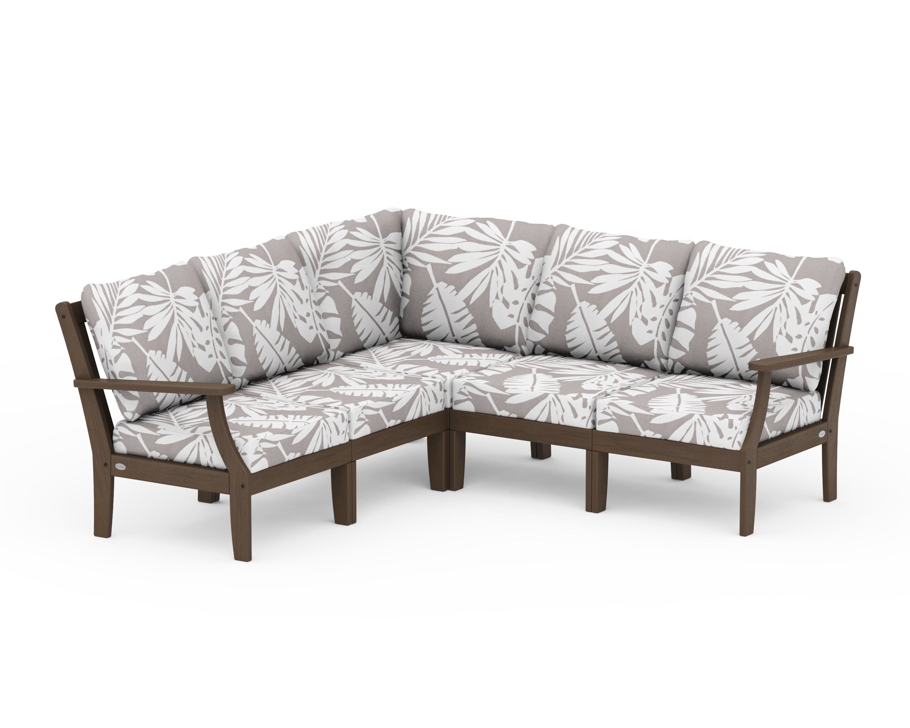 Braxton Modular 5-Piece Deep Seating Set in Kona / Leaf Grey Mist