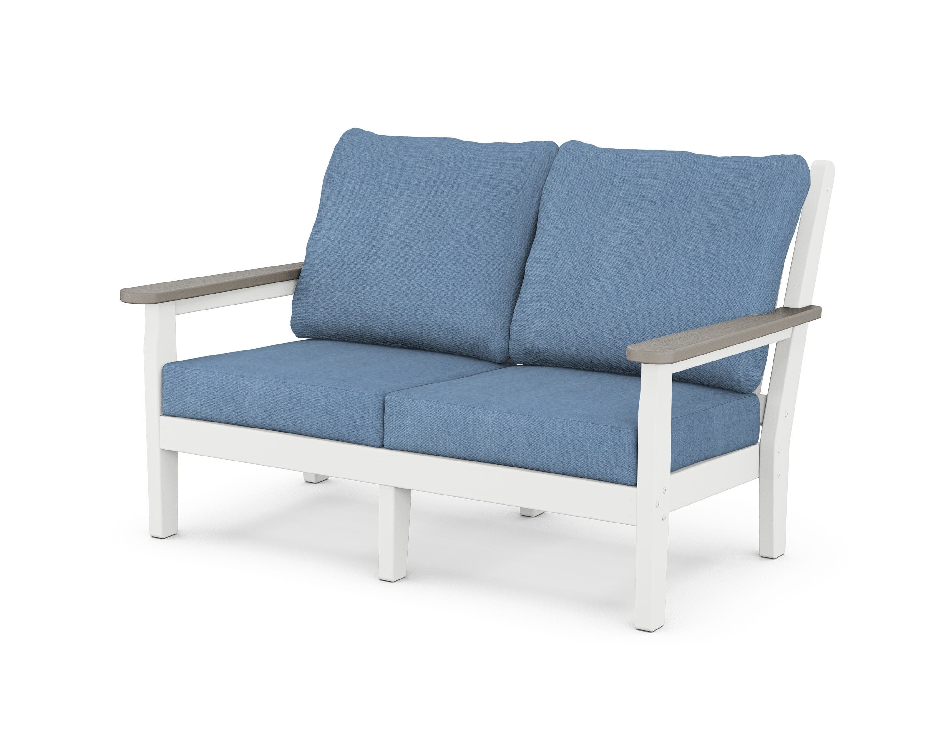 Chippendale Deep Seating Loveseat in White / Driftwood / Sky Blue