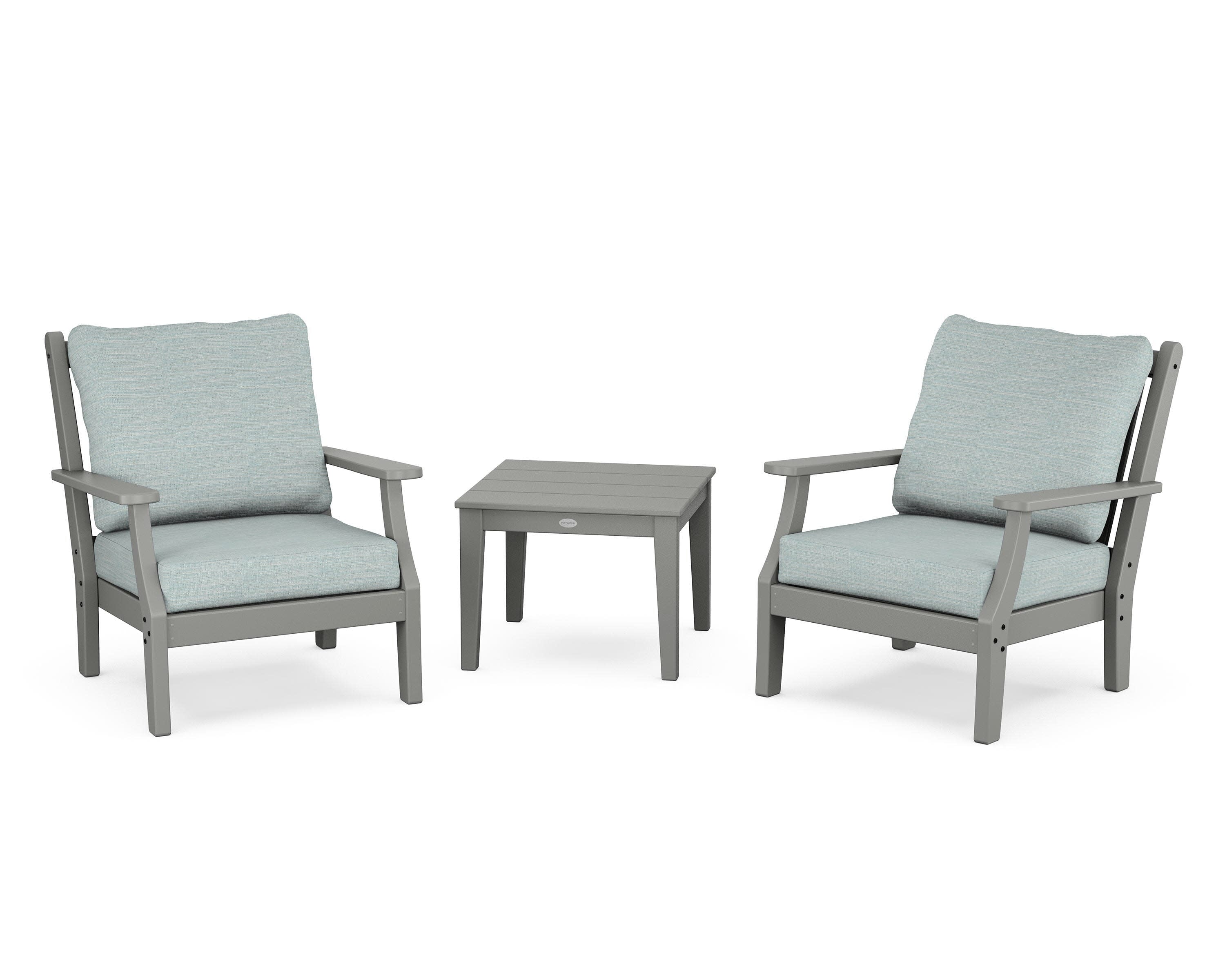 Wovendale 3-Piece Deep Seating Set in Slate Grey / Soothe Mist