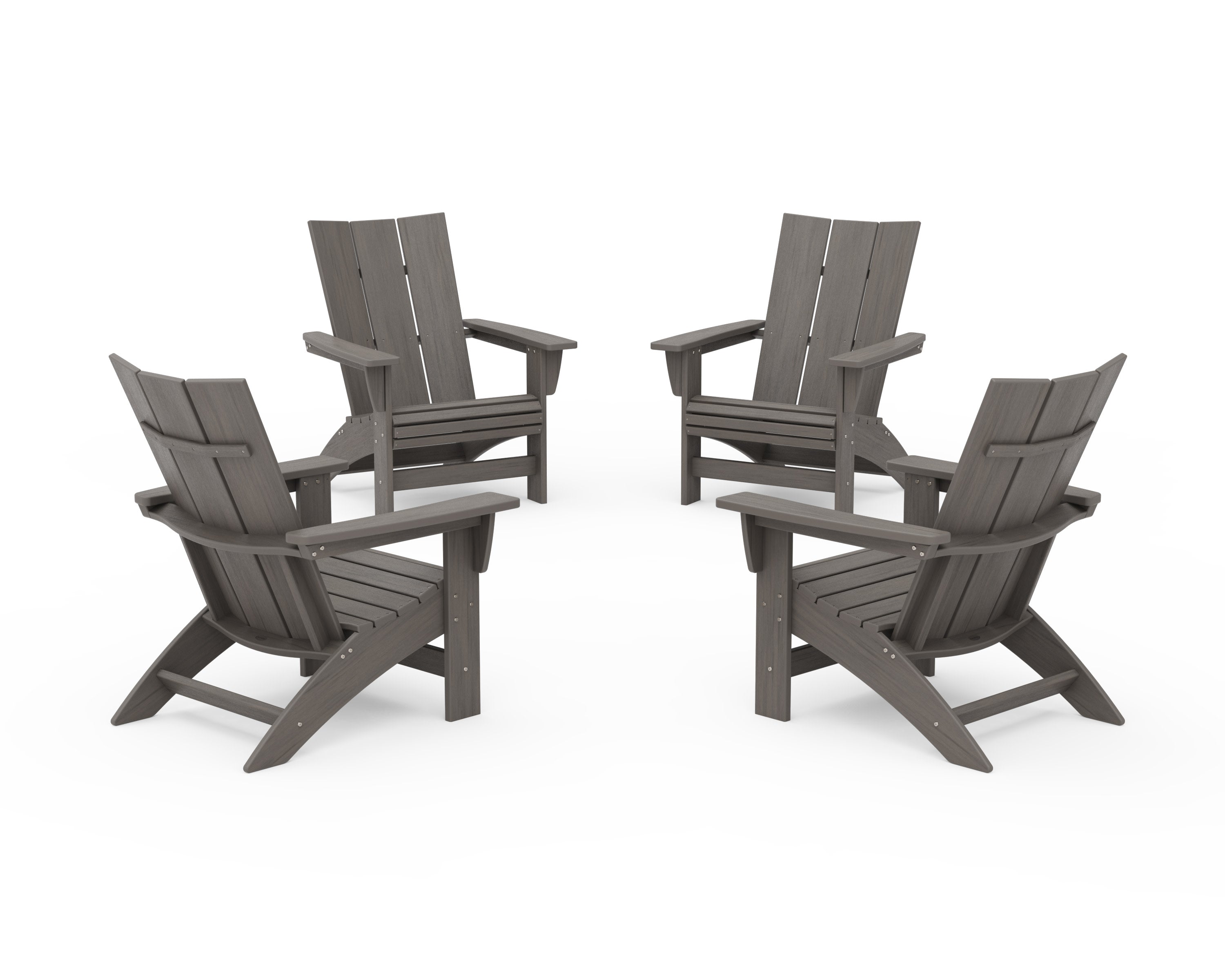 4-Piece Modern Grand Adirondack Chair Conversation Set in Driftwood