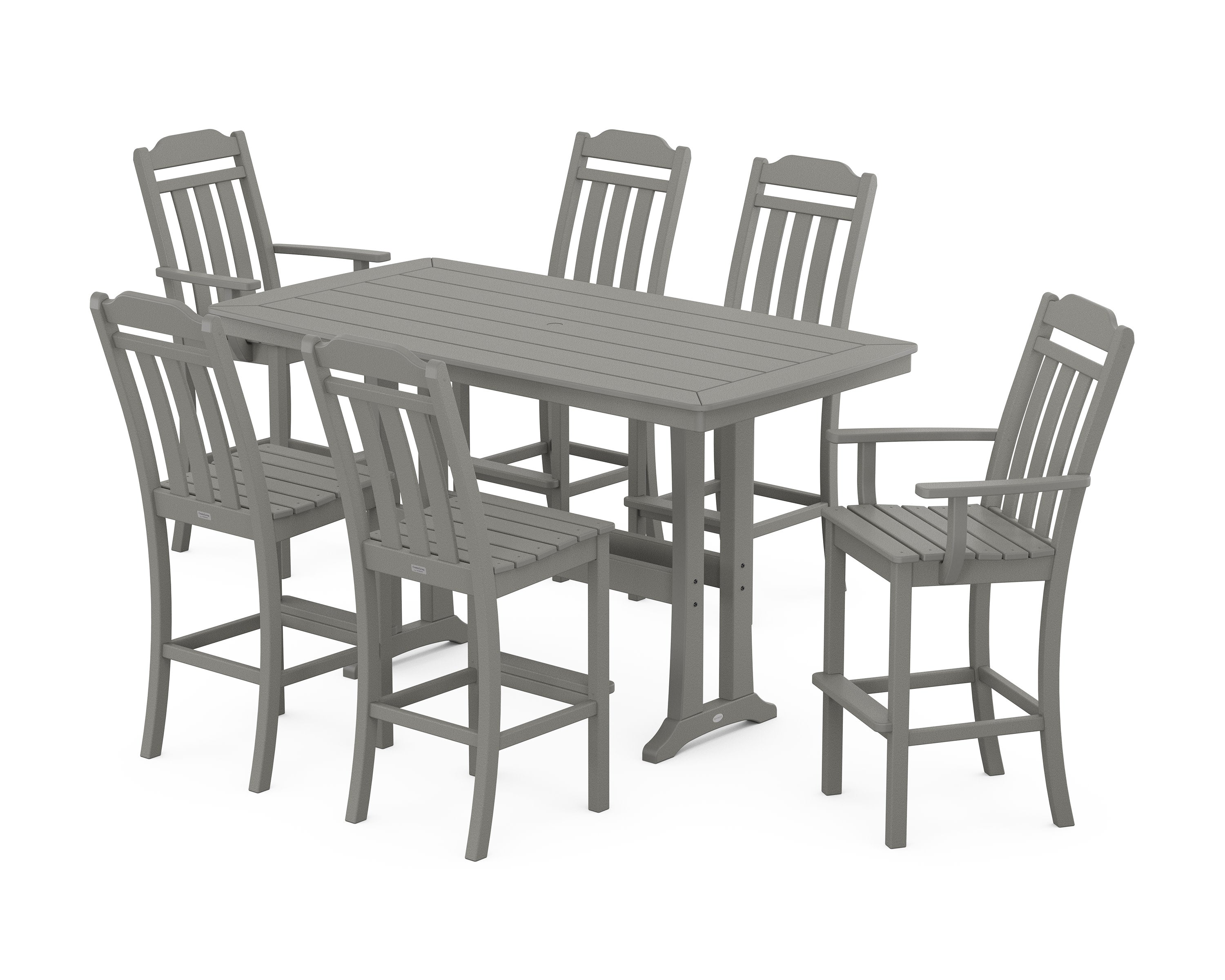 Cottage 7-Piece Bar Set with Trestle Legs in Slate Grey