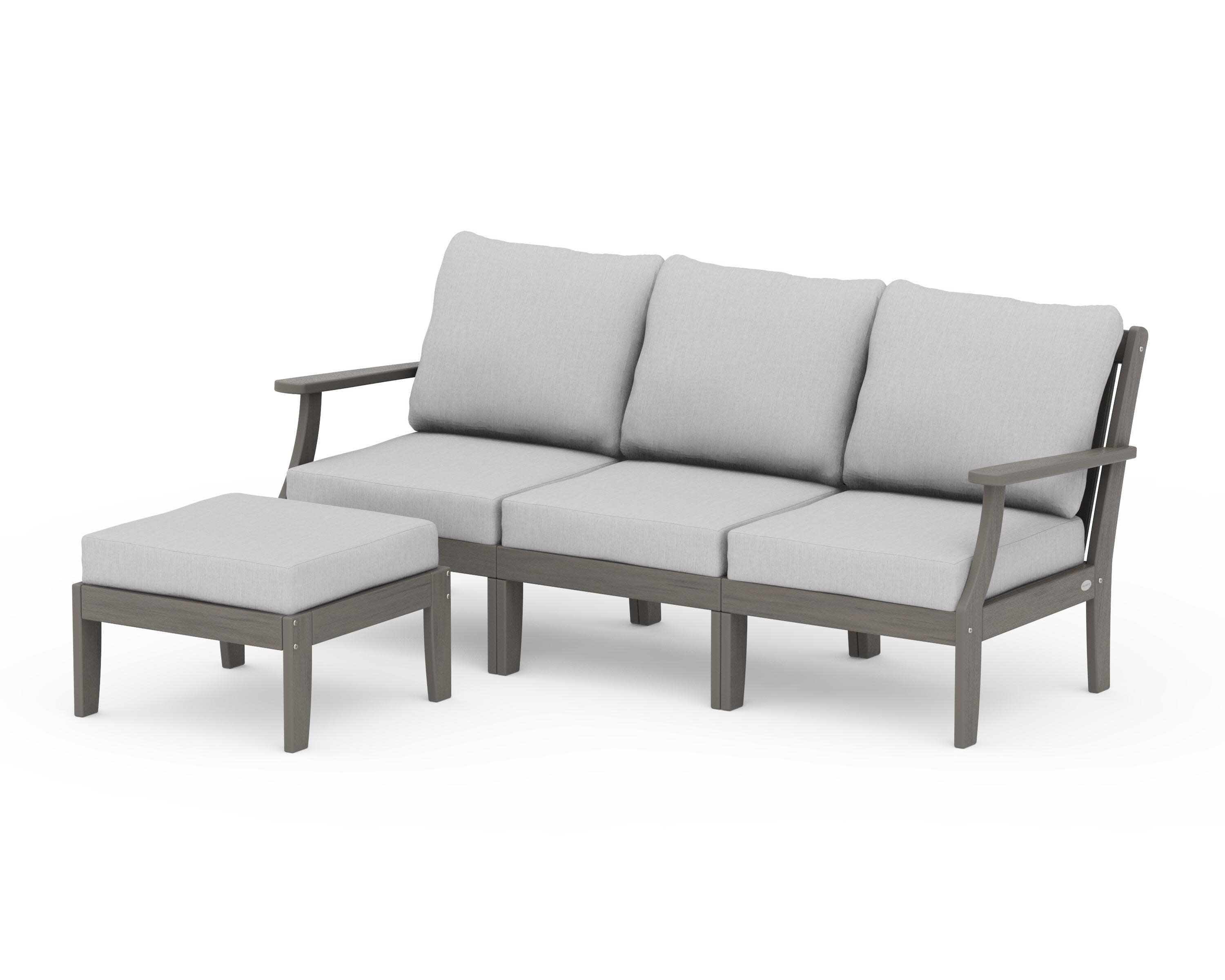 Braxton Modular 4-Piece Deep Seating Set with Ottoman in Driftwood / Granite