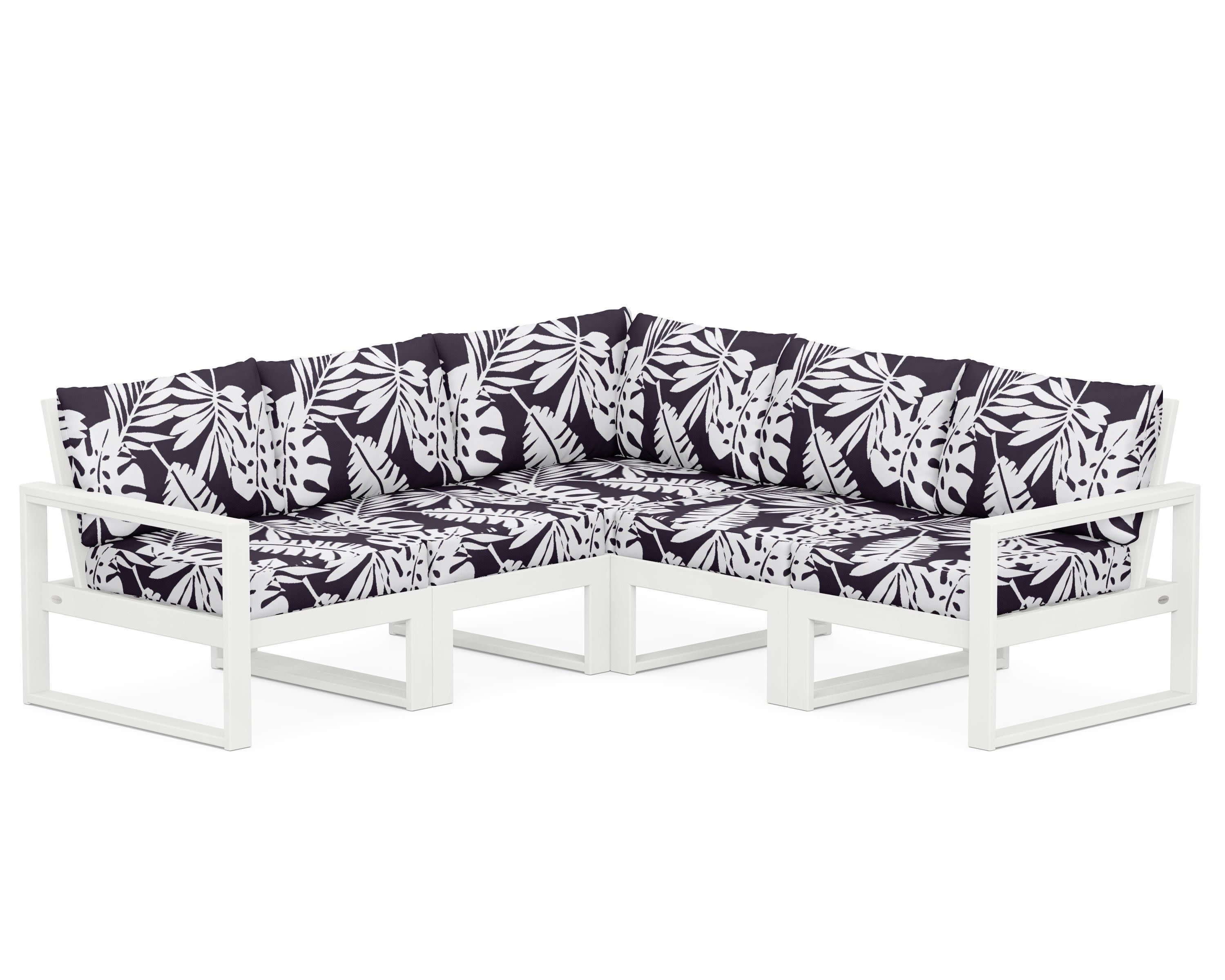 EDGE 5-Piece Modular Deep Seating Set in Vintage White / Leaf Navy