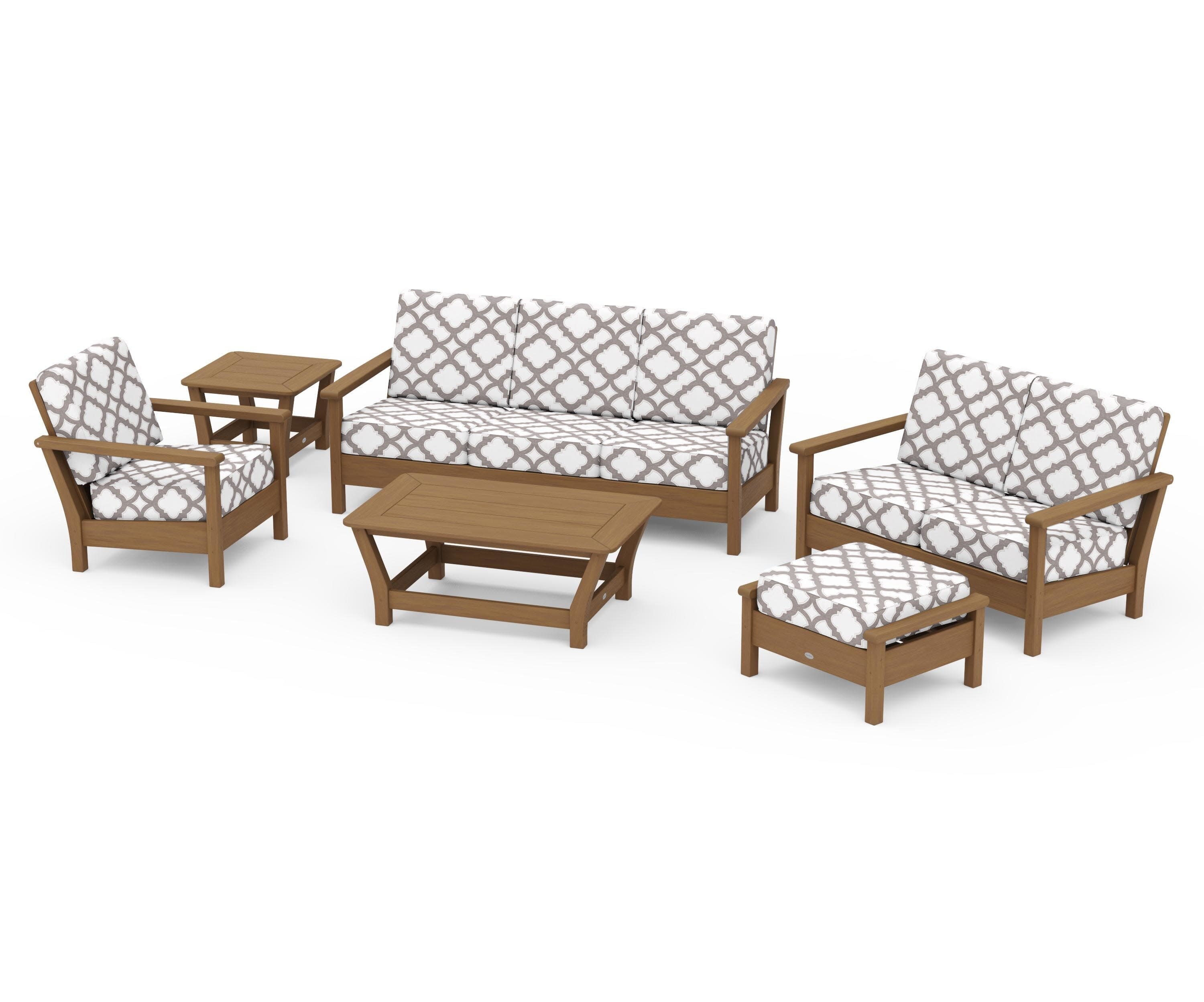 Harbour 6-Piece Outdoor Living Set in Natural / Trellis Grey Mist
