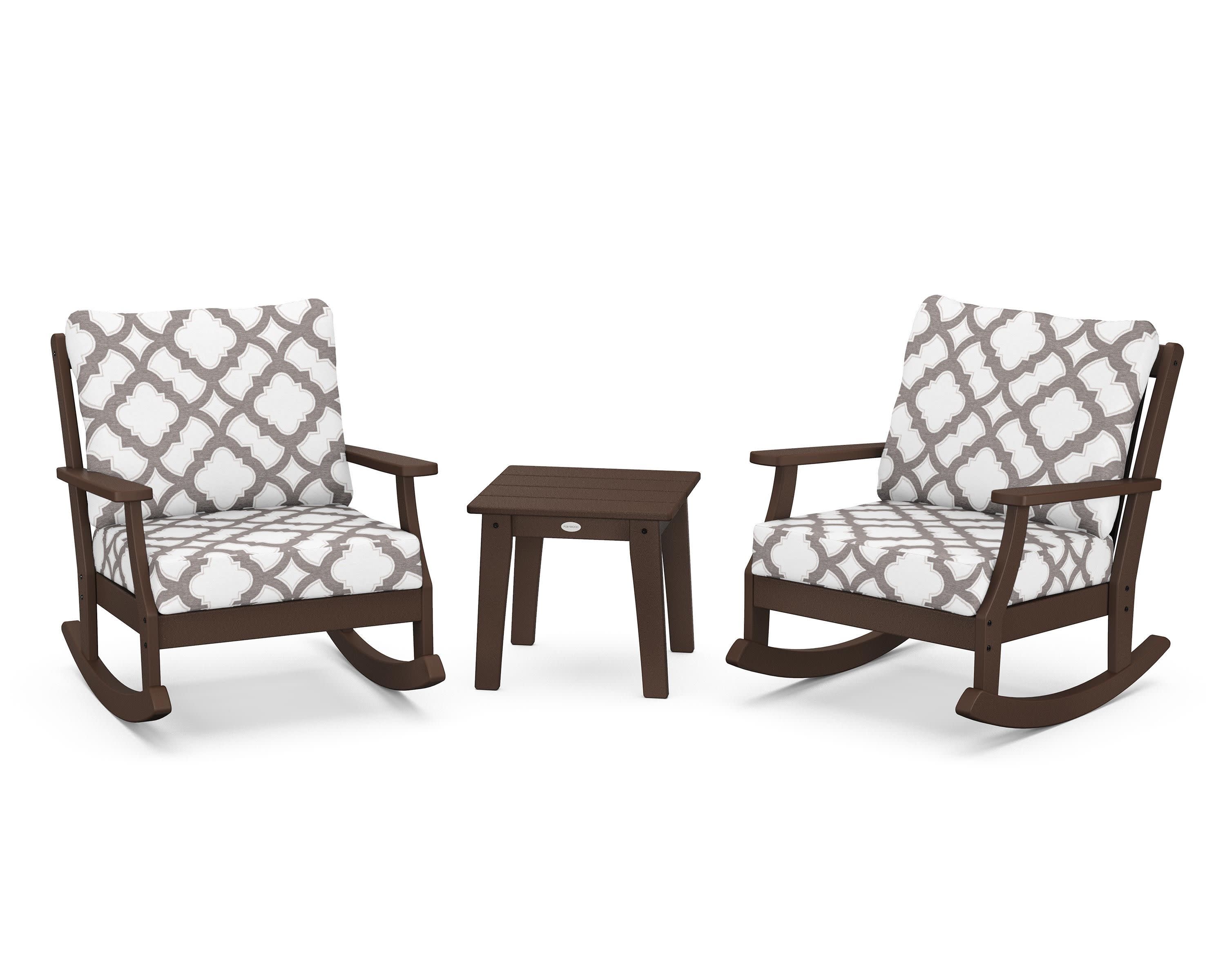 Braxton 3-Piece Deep Seating Rocker Set in Mahogany / Trellis Grey Mist