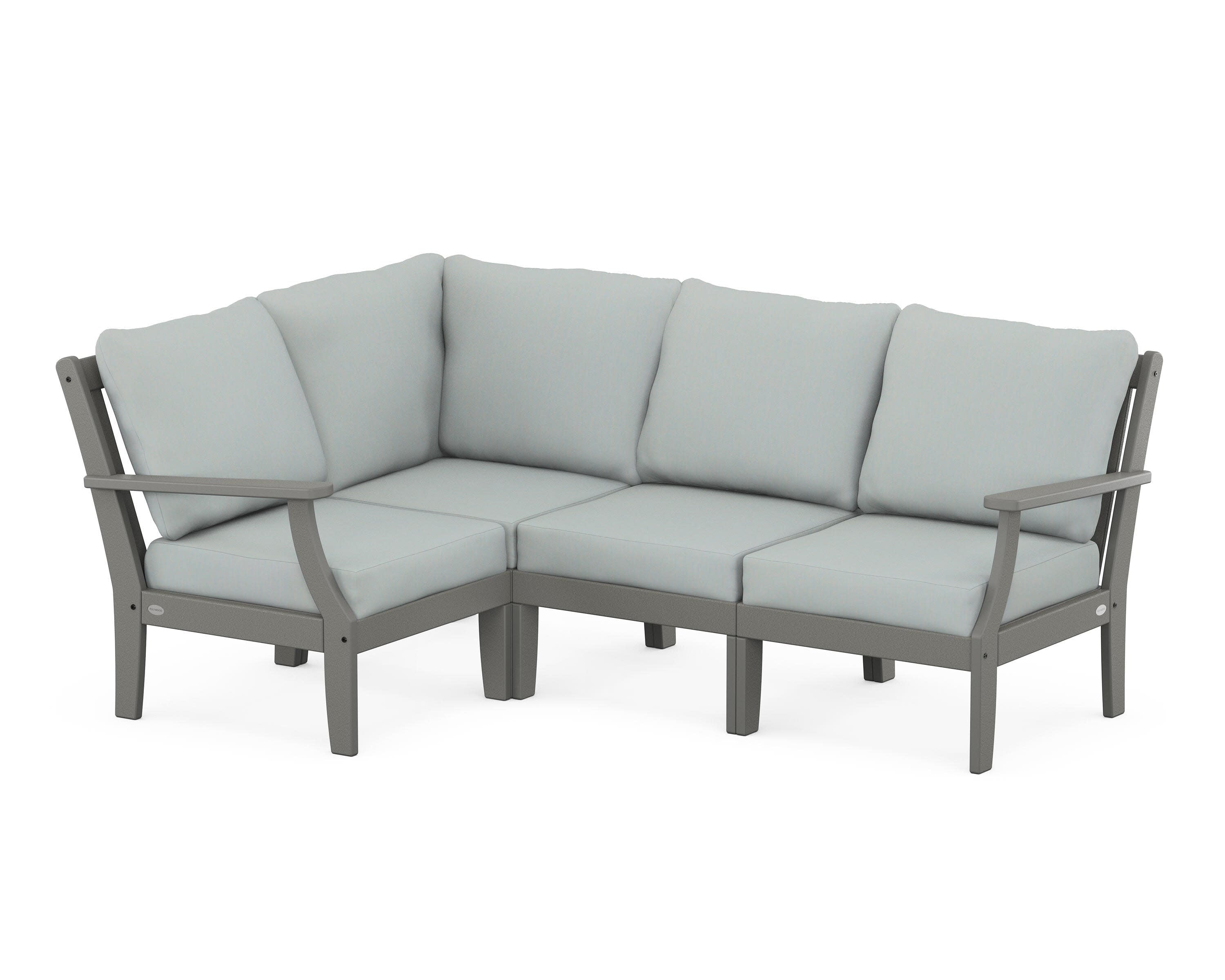 Braxton Modular 4-Piece Deep Seating Set in Slate Grey / Spa