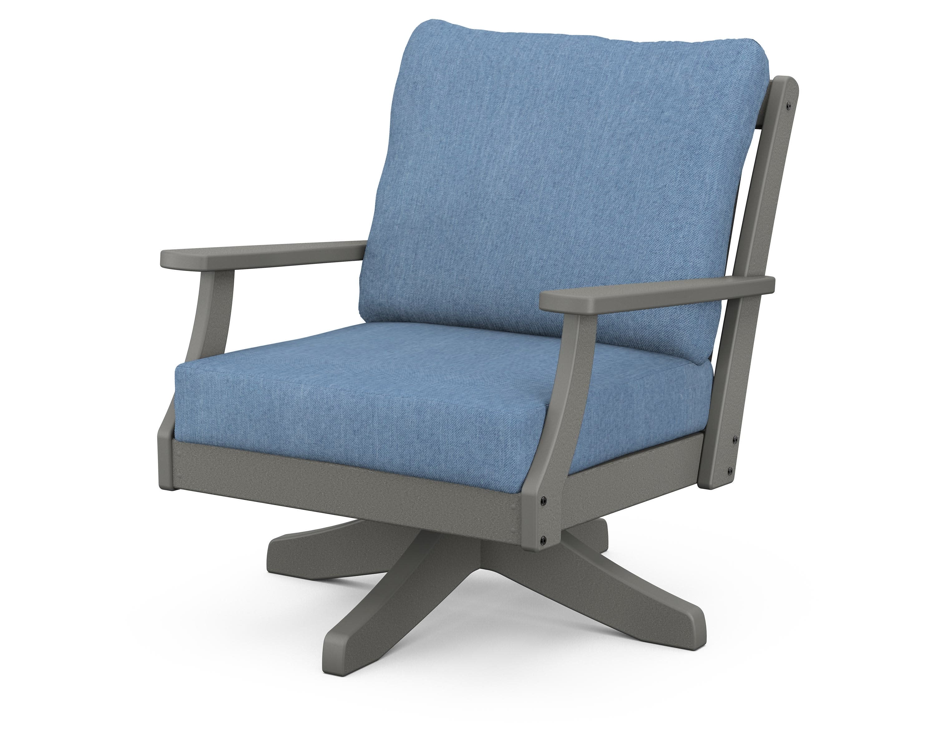 Braxton Deep Seating Swivel Chair in Slate Grey / Sky Blue