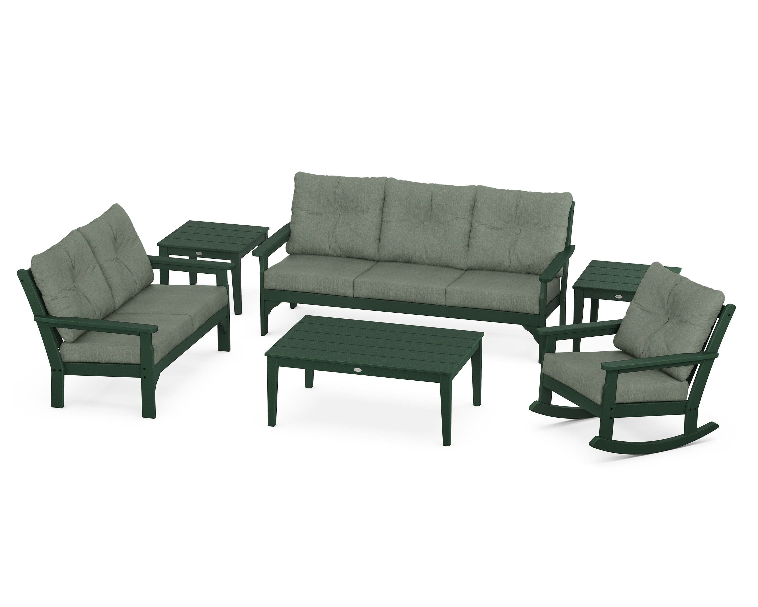 Vineyard 6-Piece Deep Seating Set in Green / Cast Sage
