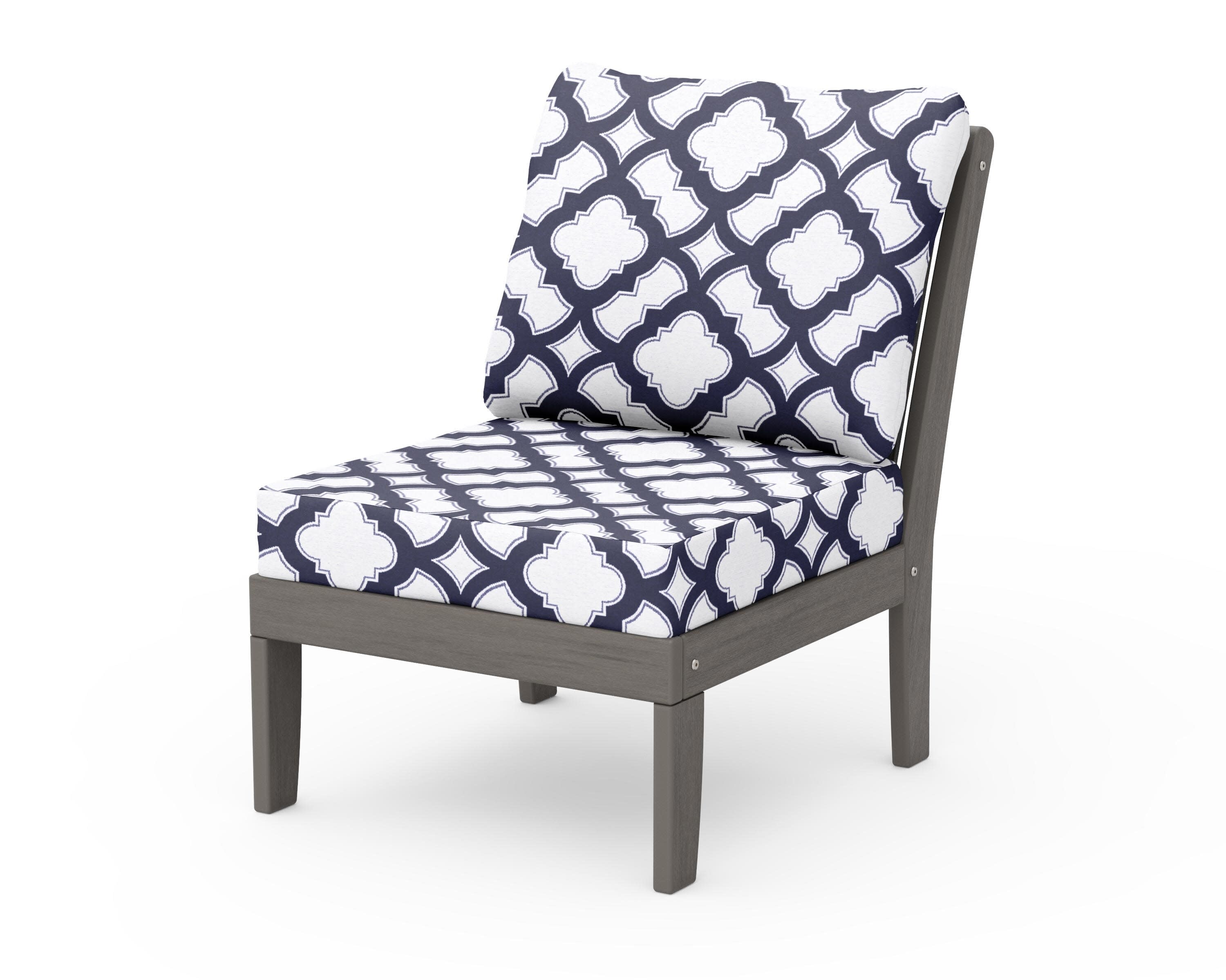 Braxton Modular Armless Chair in Driftwood / Trellis Navy