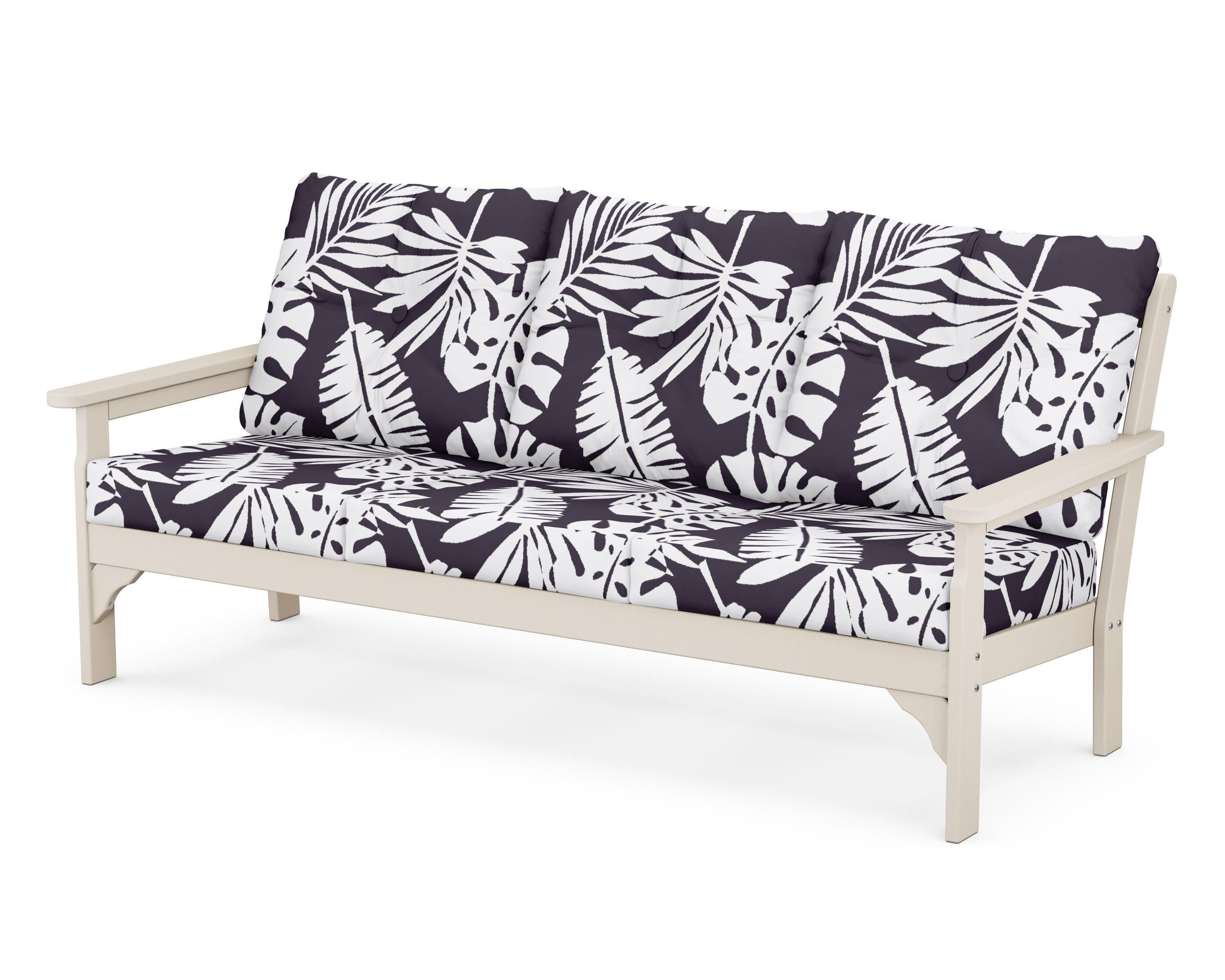 Vineyard Deep Seating Sofa in Sand / Leaf Navy