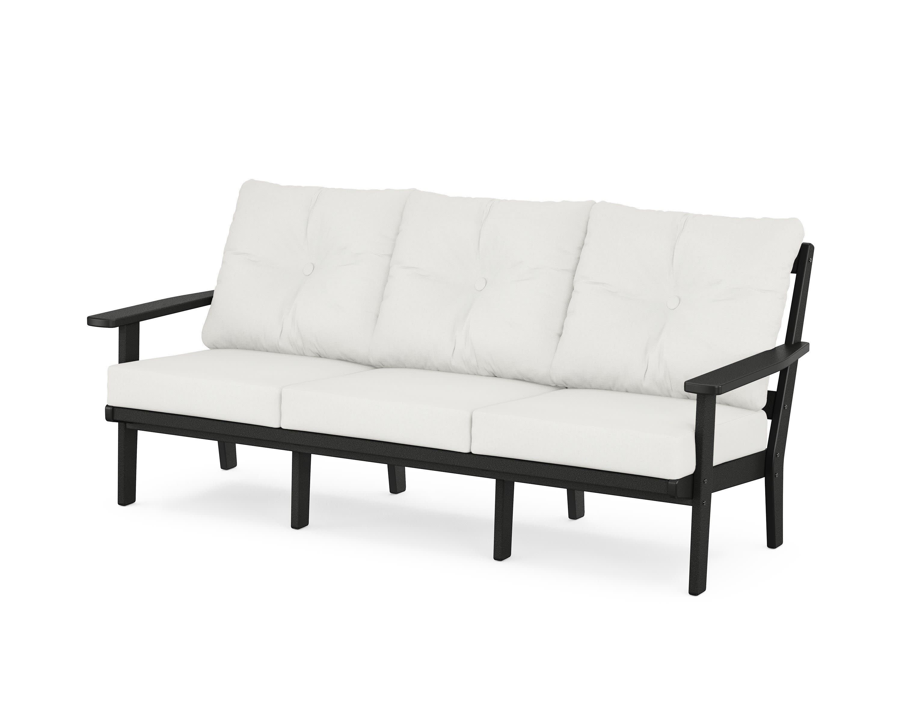 Oxford Deep Seating Sofa in Black / Natural Linen