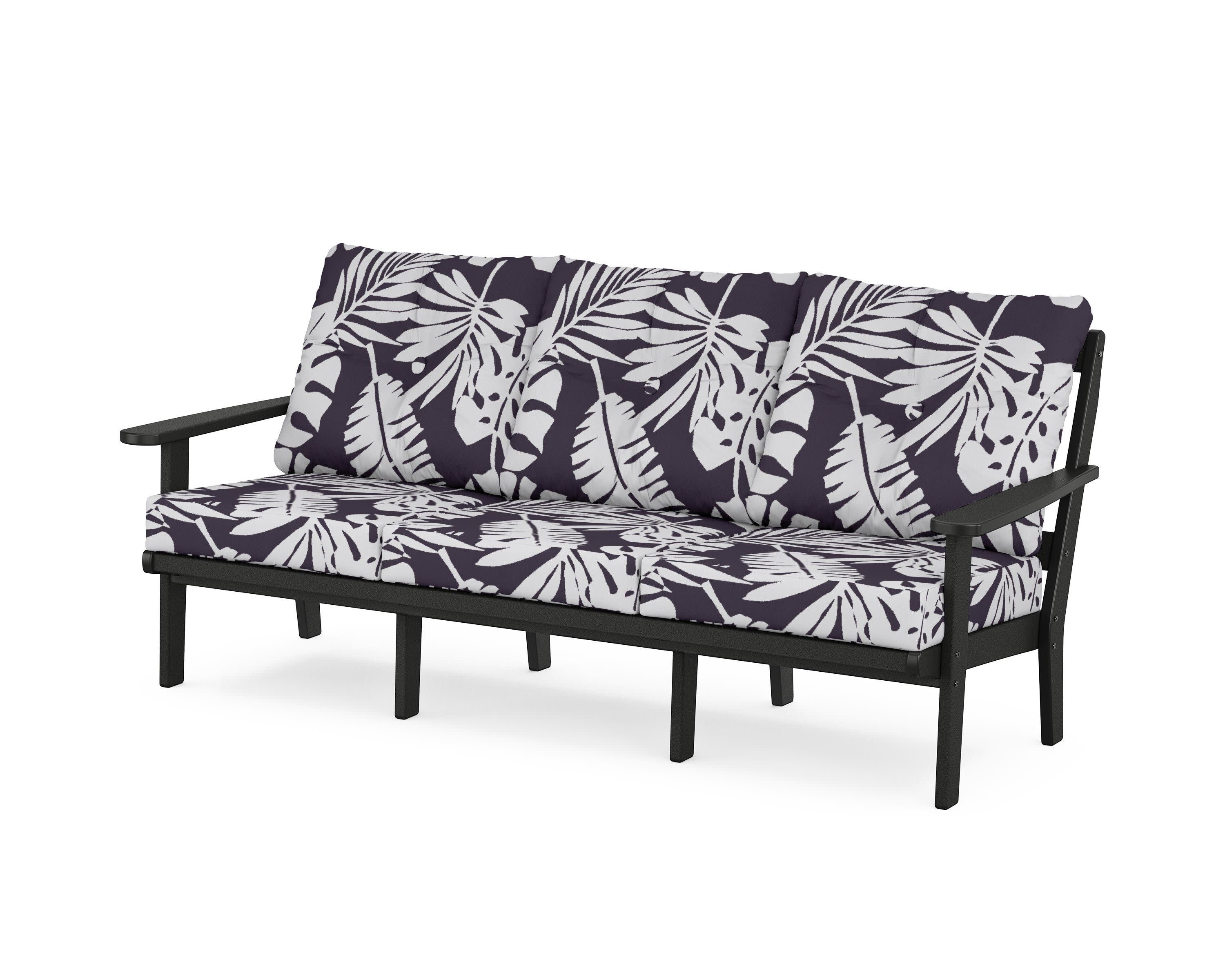 Mission Deep Seating Sofa in Black / Leaf Navy