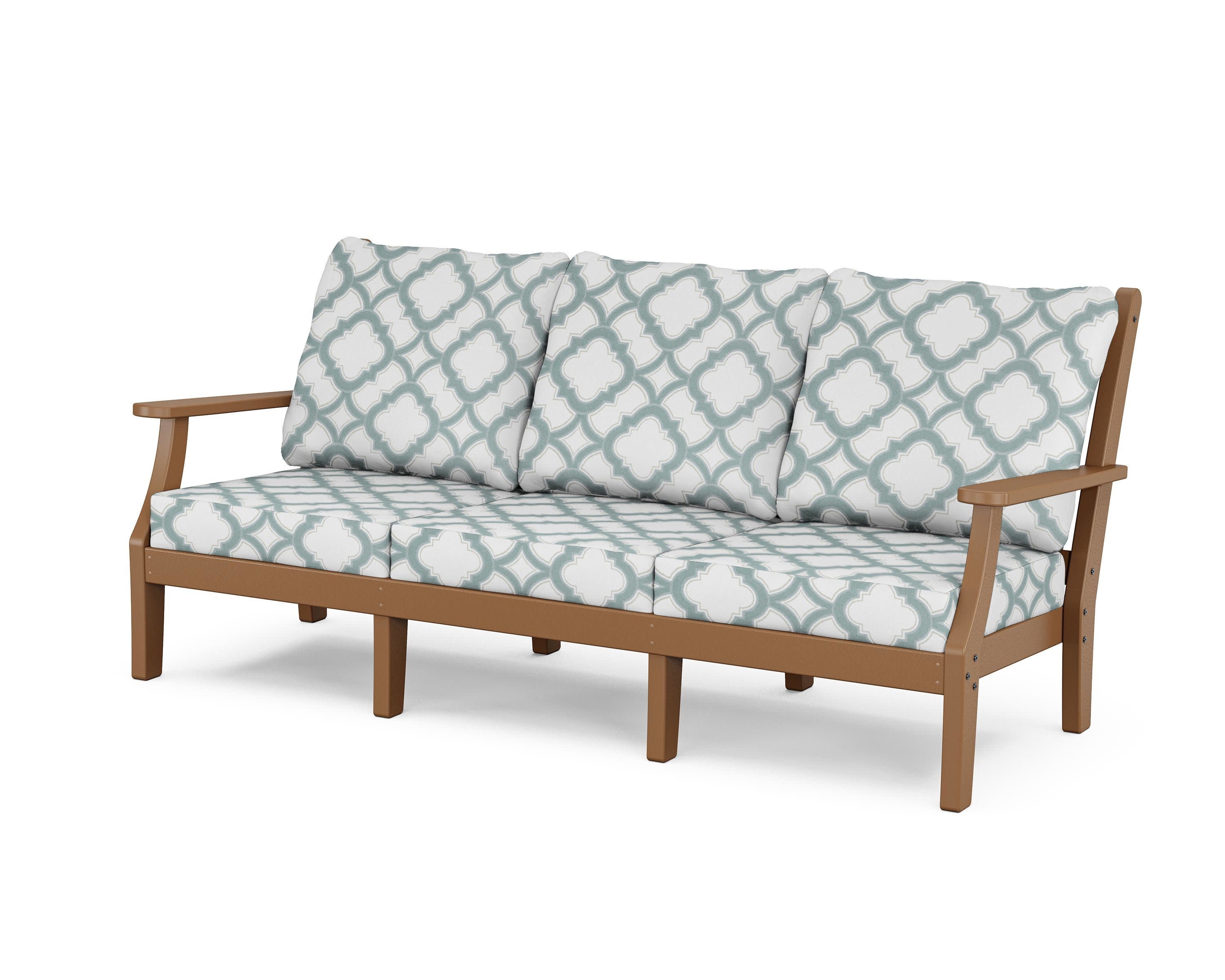 Wovendale Deep Seating Sofa in Teak / Trellis Glacier Spa