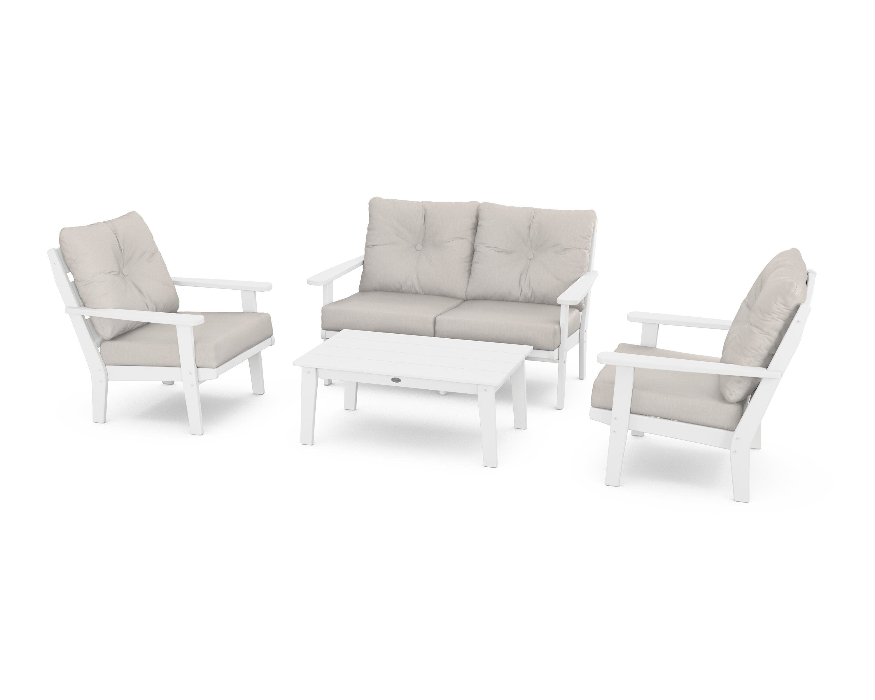 Lakeside 4-Piece Deep Seating Set in White / Cast Ash