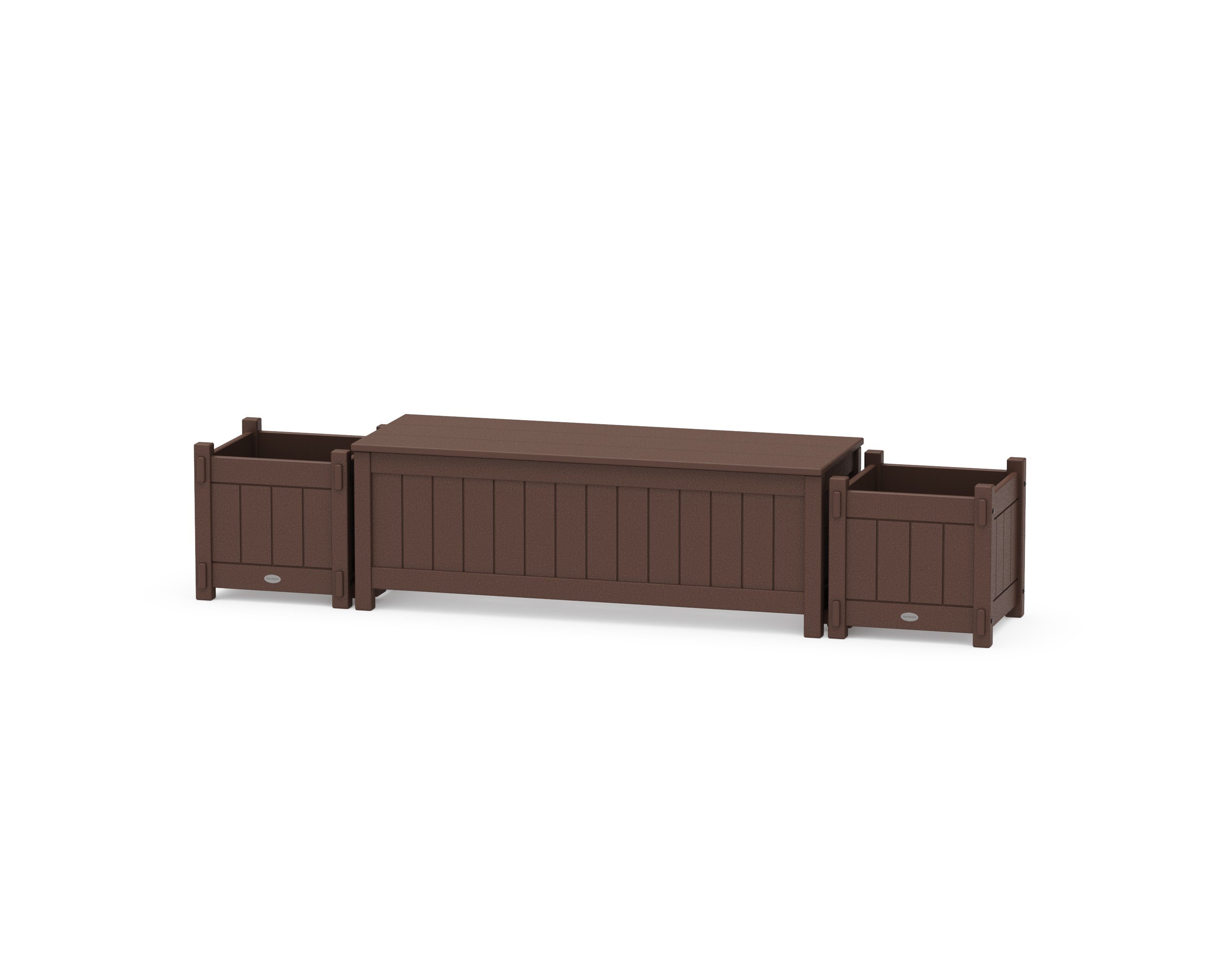 48" Vineyard Straight Planter Storage Bench Set in Mahogany