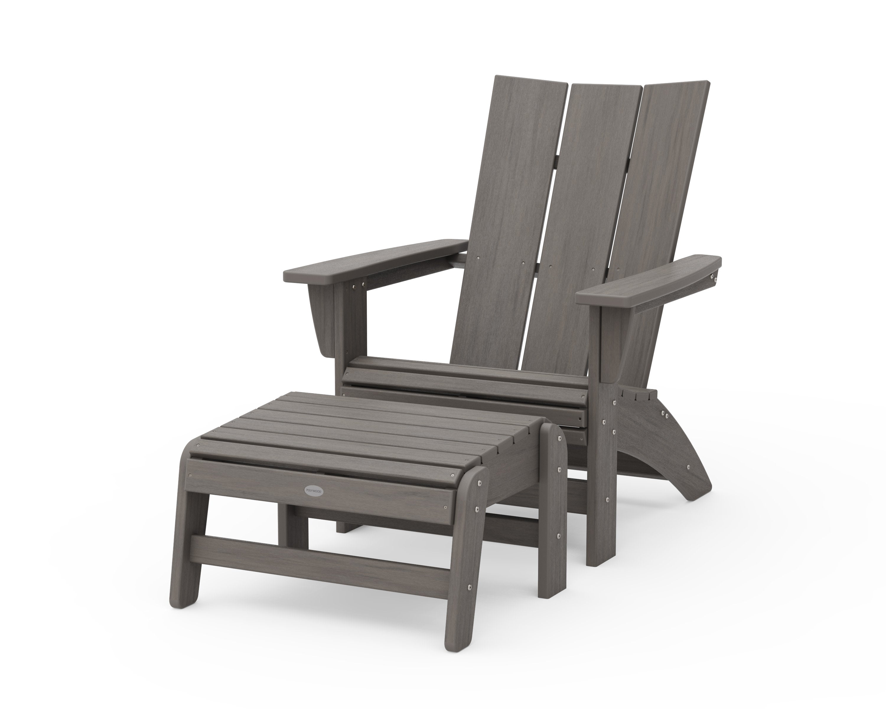 Modern Grand Adirondack Chair with Ottoman in Driftwood