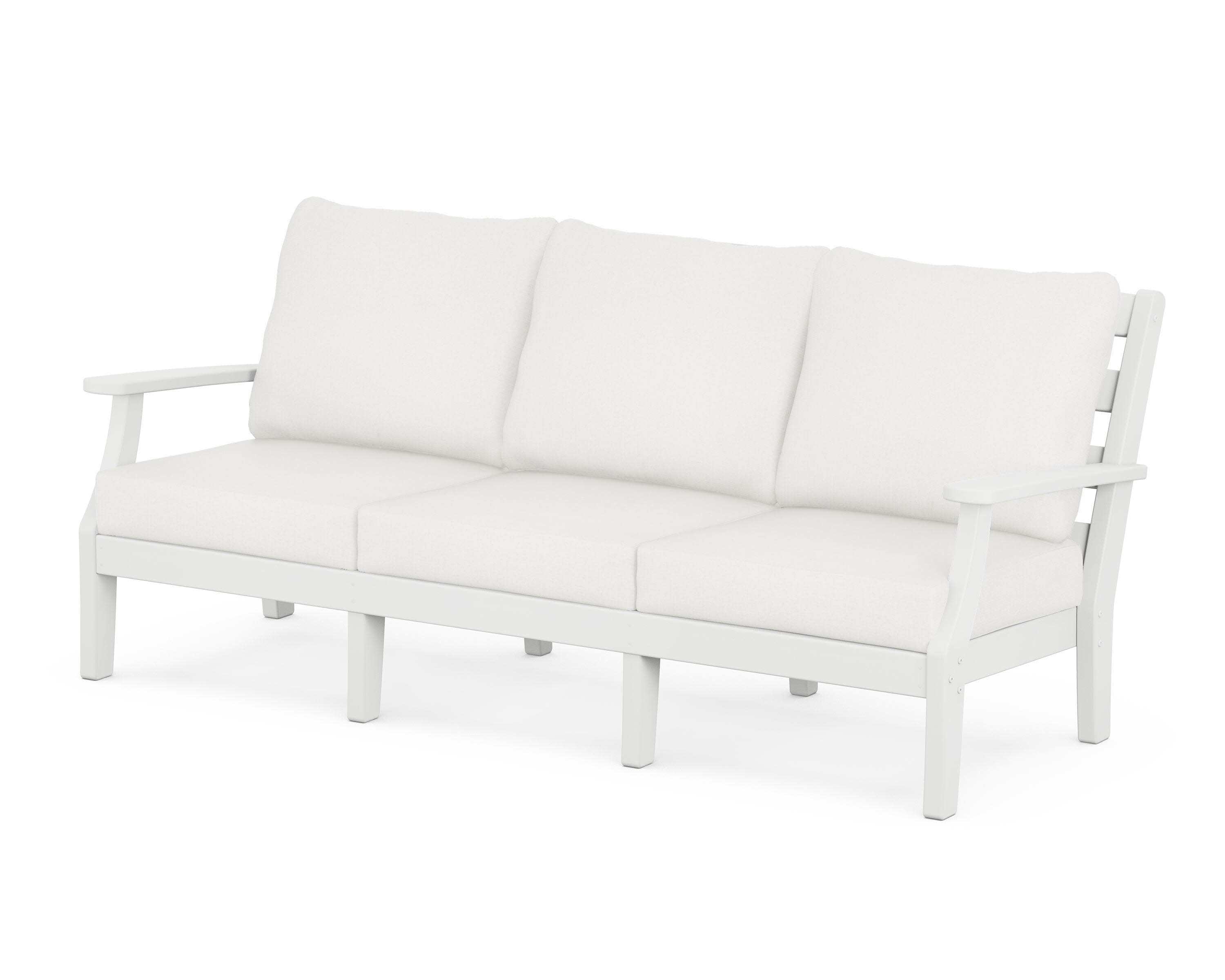 Chesapeake Deep Seating Sofa in White / Natural Linen