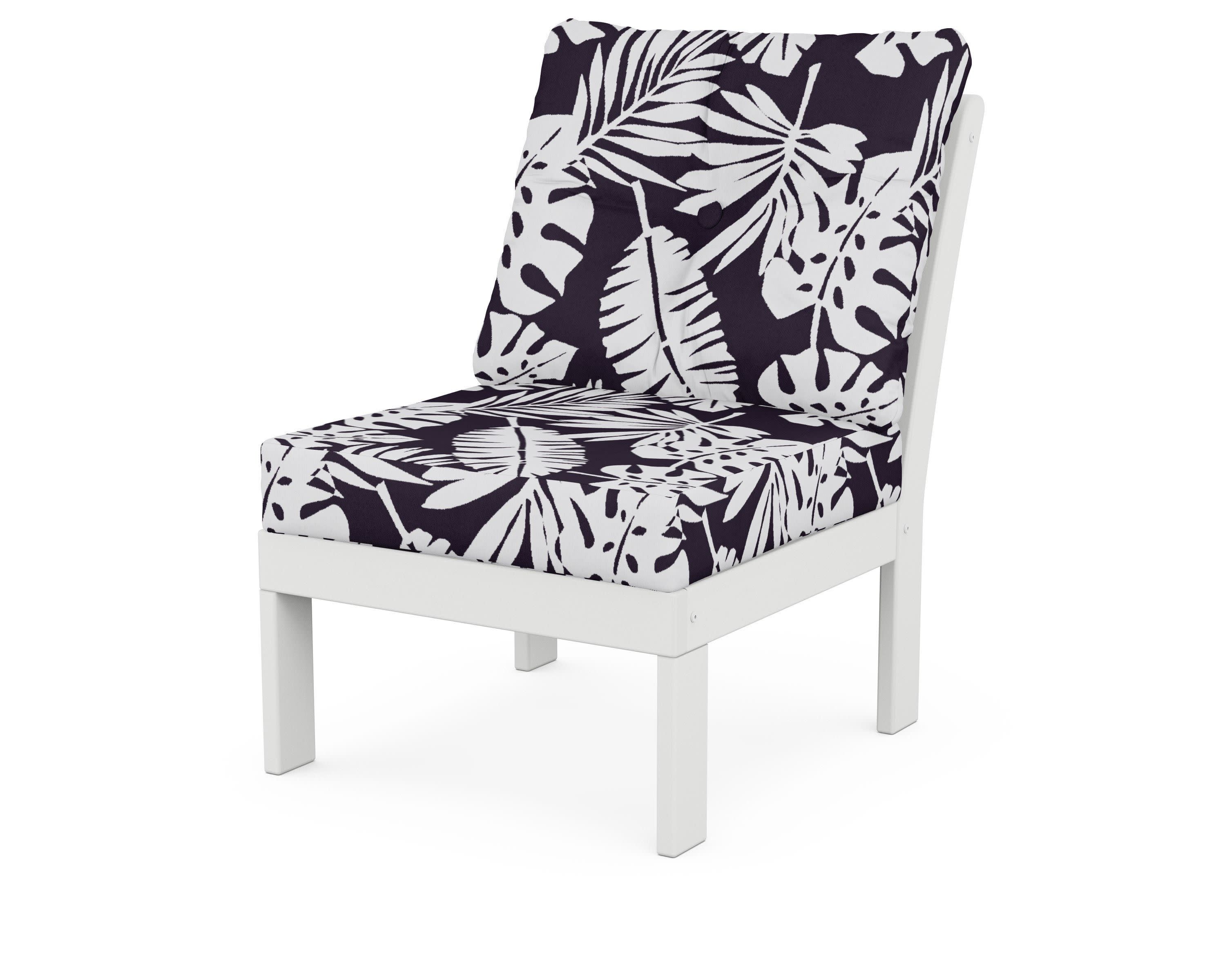 Vineyard Modular Armless Chair in White / Leaf Navy